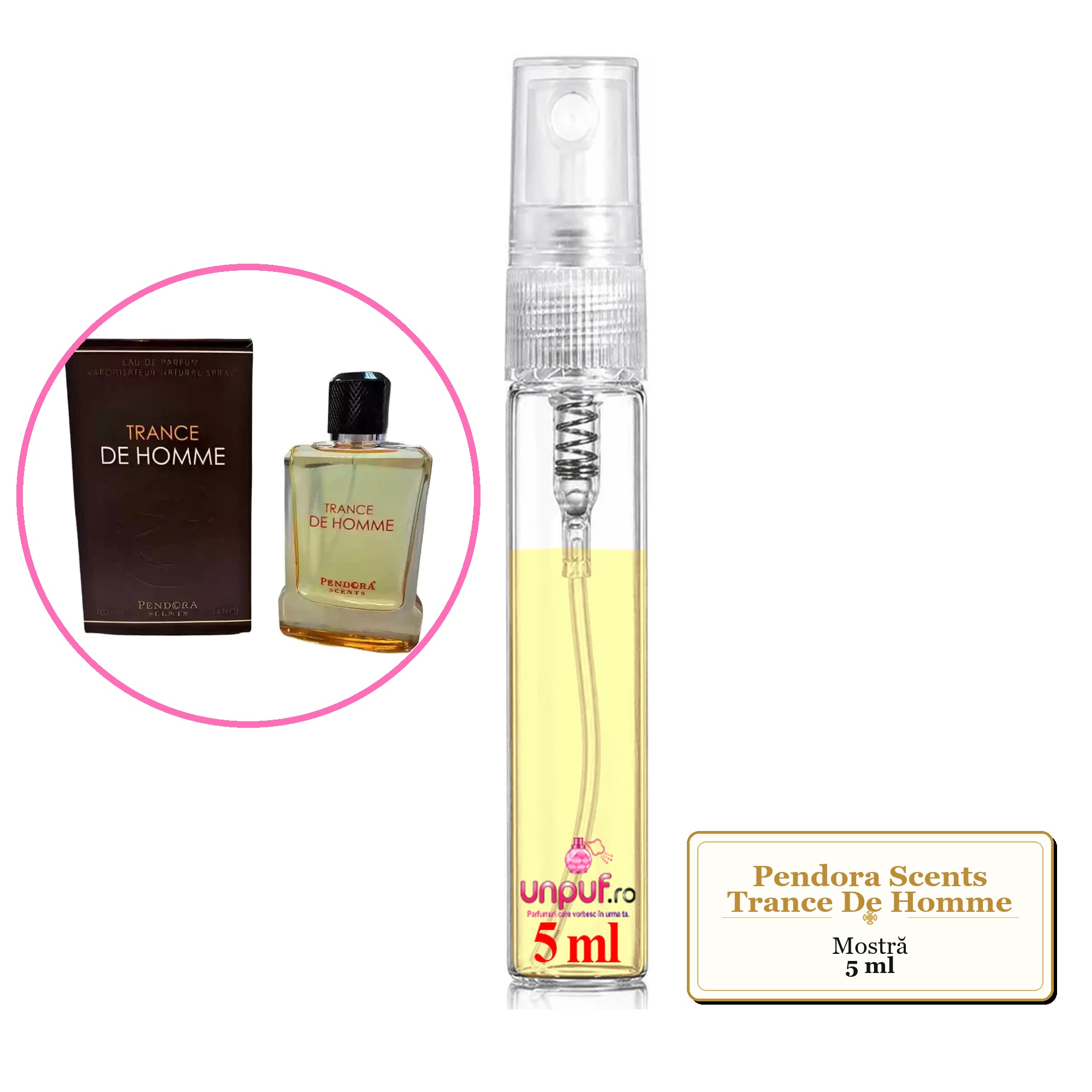 Mostra fiola din Parfumul Pendora Scents Trance De Homme, decant sticla cu pulverizator 