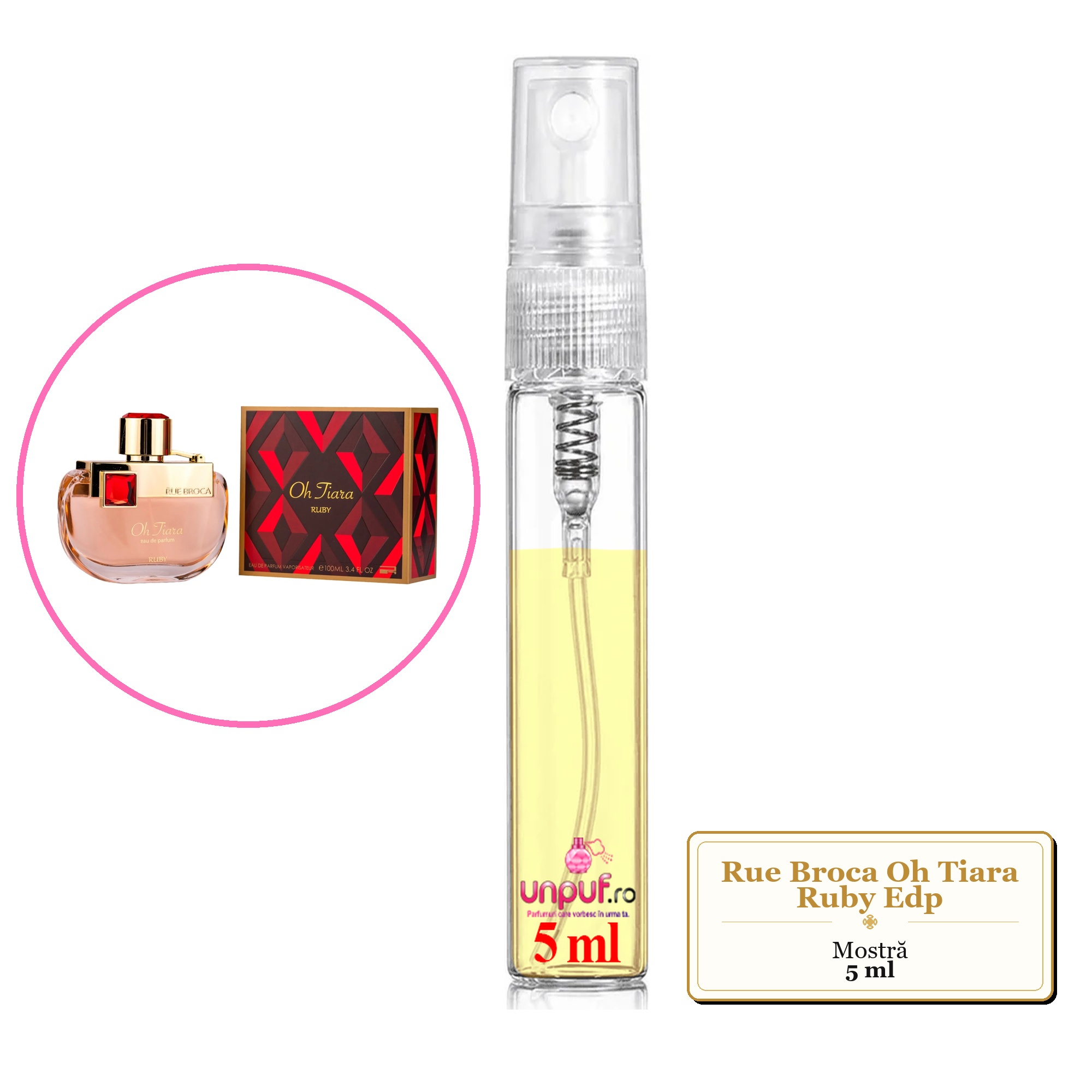 Mostra fiola din Parfumul Rue Broca Oh Tiara Ruby Edp, decant sticla cu pulverizator 