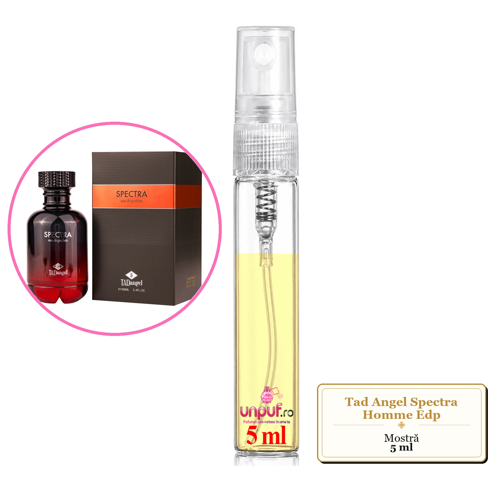 Mostra fiola din Parfumul Tad Angel Spectra Homme Edp, decant sticla cu pulverizator
