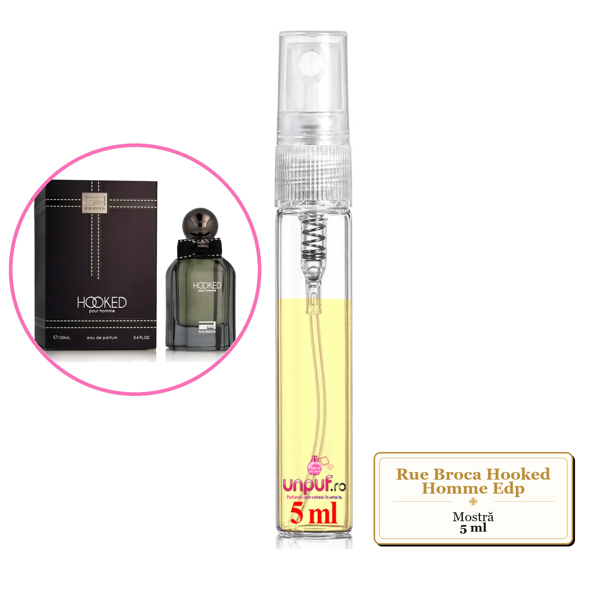 Mostra fiola din Parfumul Rue Broca Hooked Homme Edp, decant sticla cu pulverizator