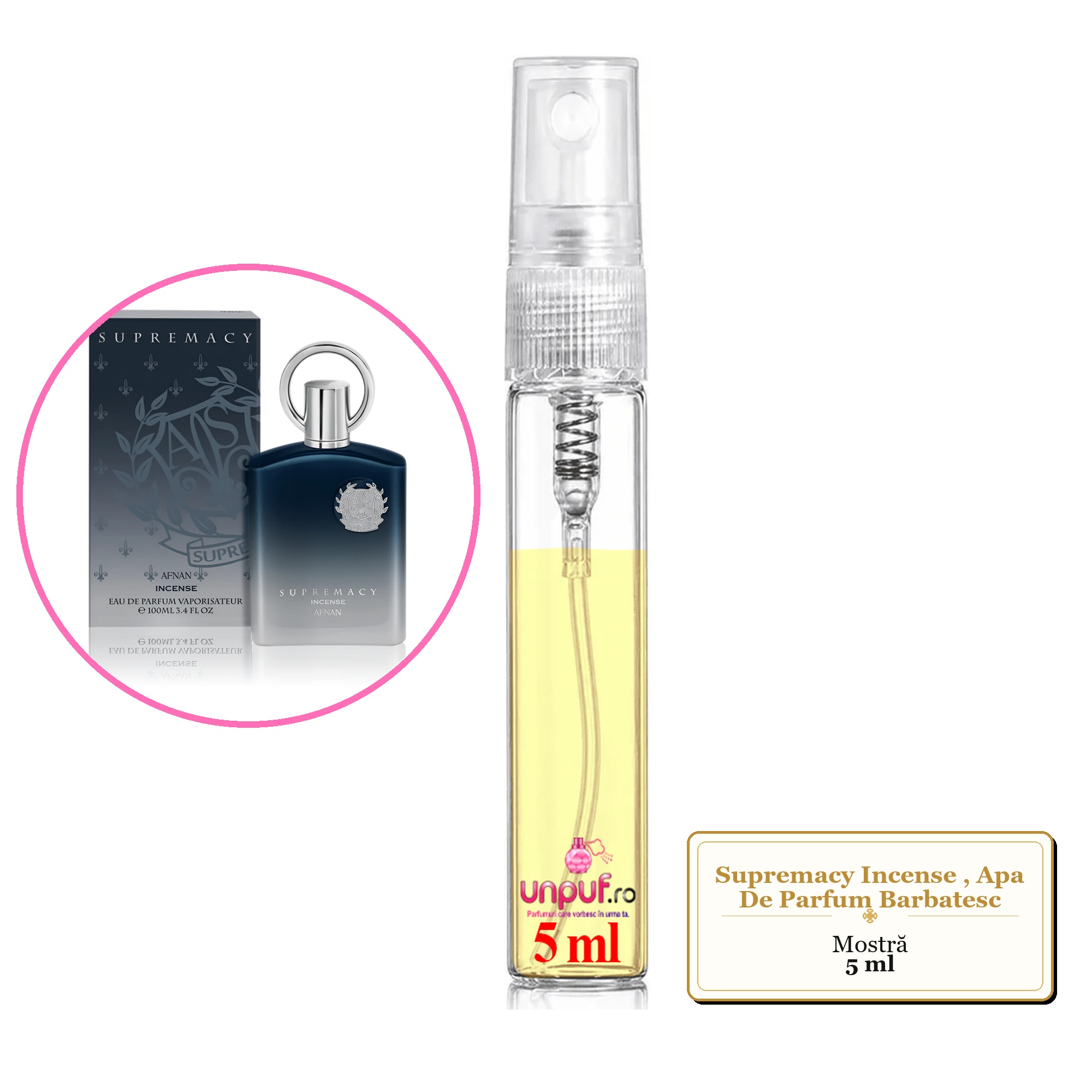Mostra fiola din Parfumul Supremacy Incense, Apa De Parfum Barbatesc, decant sticla cu pulverizator