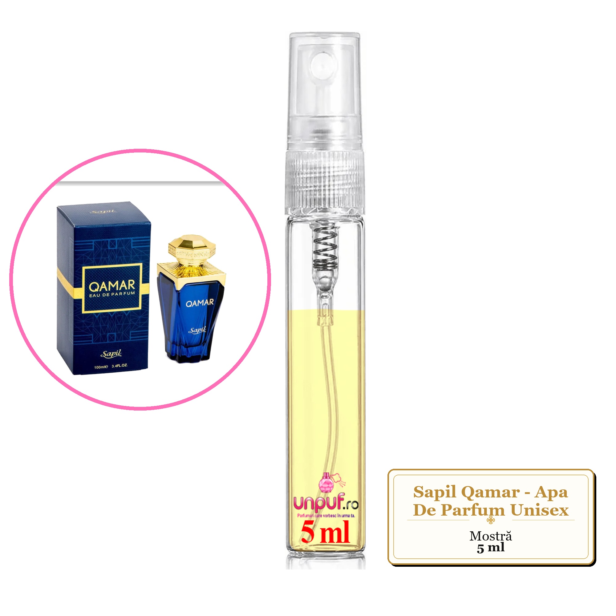 Mostra fiola din Parfumul Sapil Qamar - Apa De Parfum Unisex, decant sticla cu pulverizator 