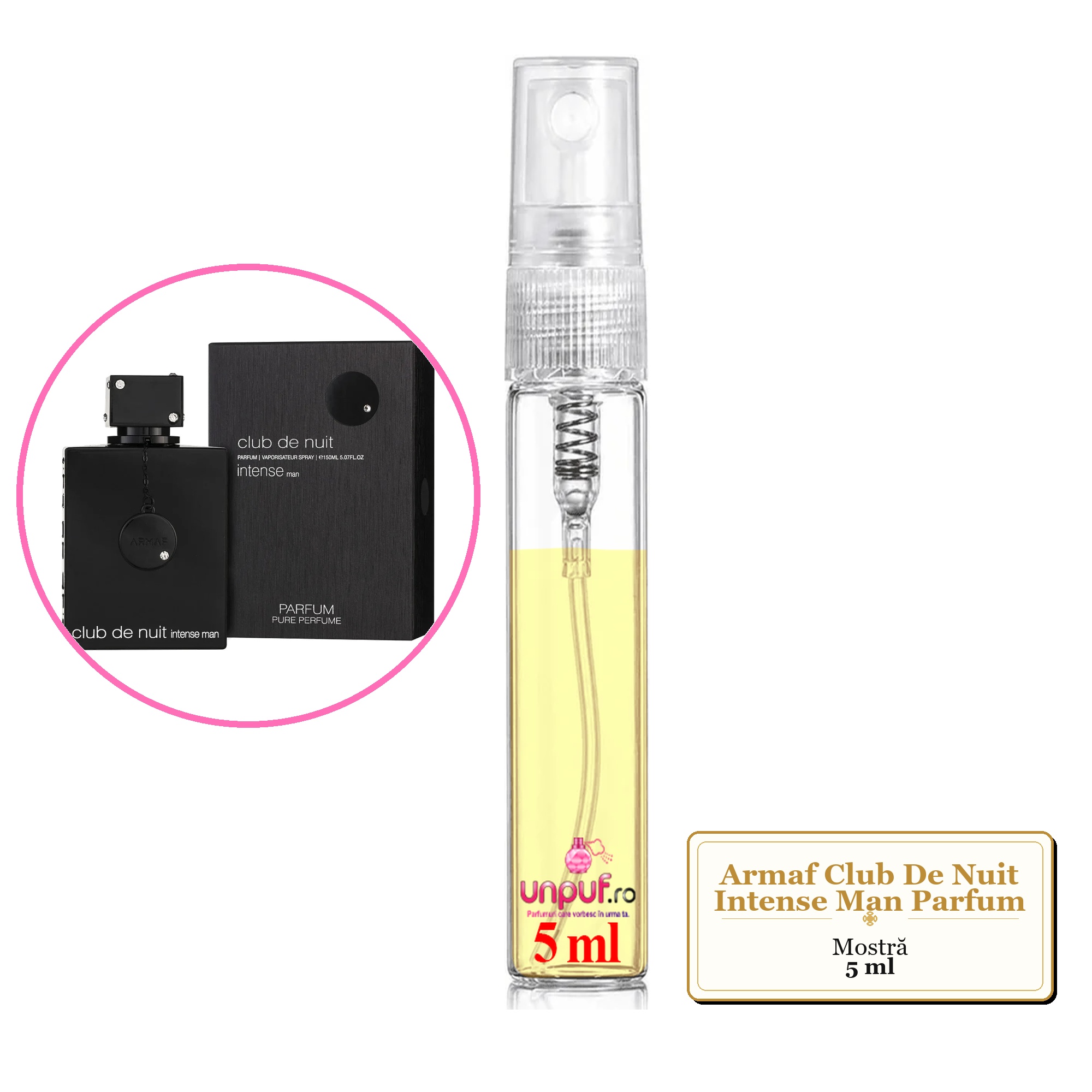 Mostra fiola din Parfumul Armaf Club De Nuit Intense Man Parfum, decant sticla cu pulverizator