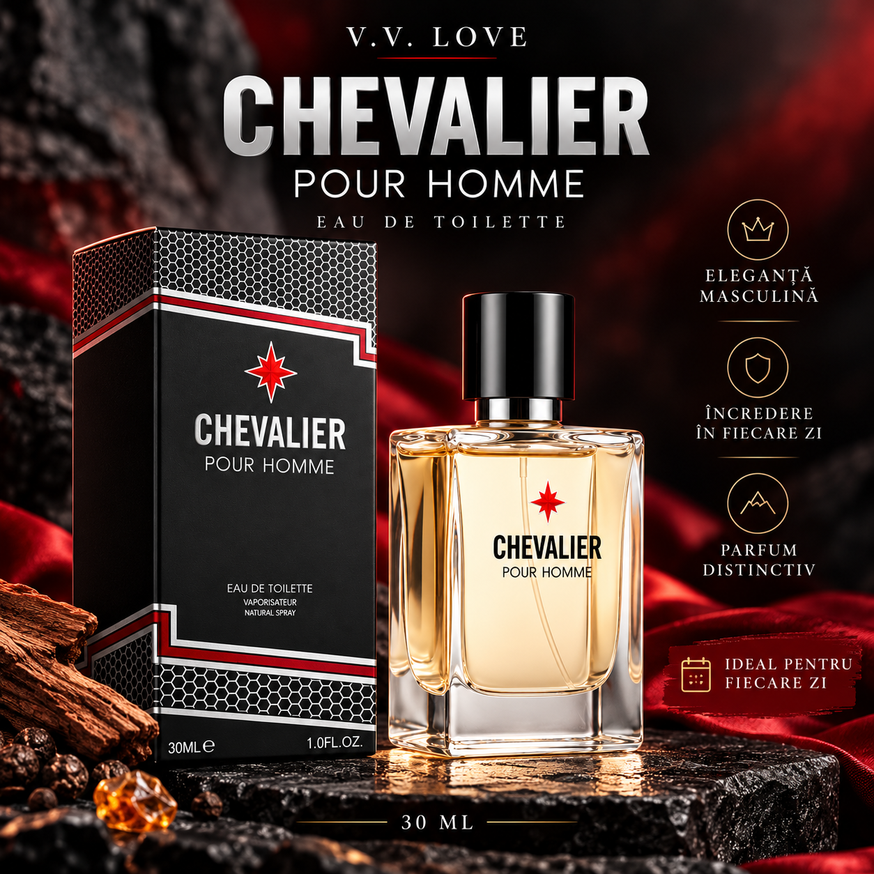 VV Love Chevalier Pour Homme EDT 30 ml eleganta masculina incredere si parfum distinctiv pentru fiecare zi
