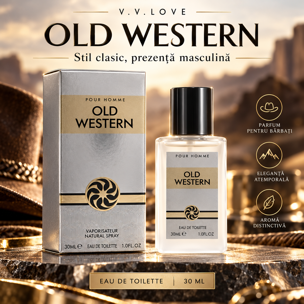 VV Love Old Western Eau de Toilette 30 ml parfum masculin stil clasic eleganta atemporala si aroma distinctiva