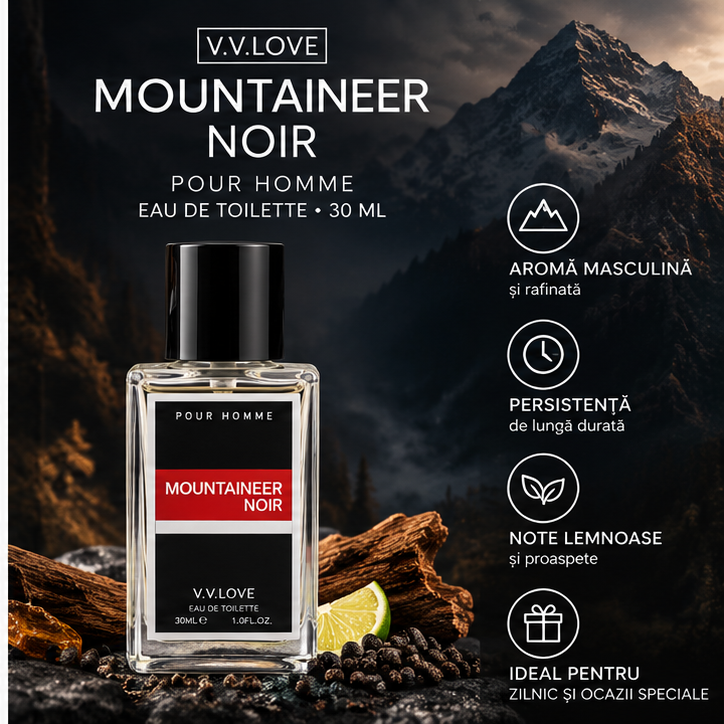 VV Love Mountaineer Noir Eau de Toilette 30 ml parfum barbati persistent cu note lemnoase si prospetime masculina