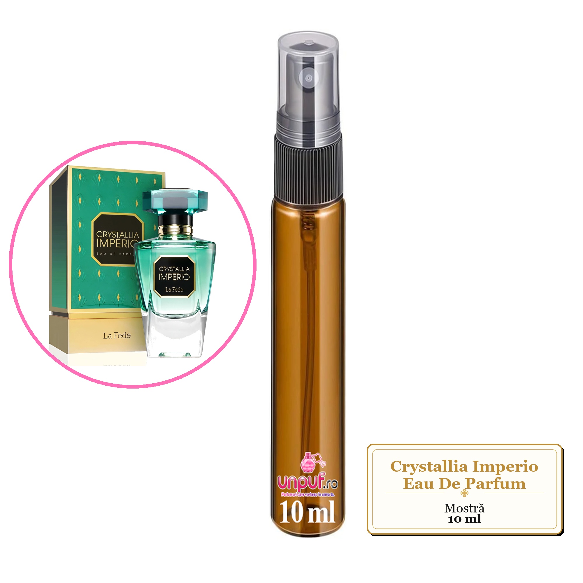 Mostra fiola din Parfumul Crystallia Imperio Eau De Parfum, decant sticla cu pulverizator