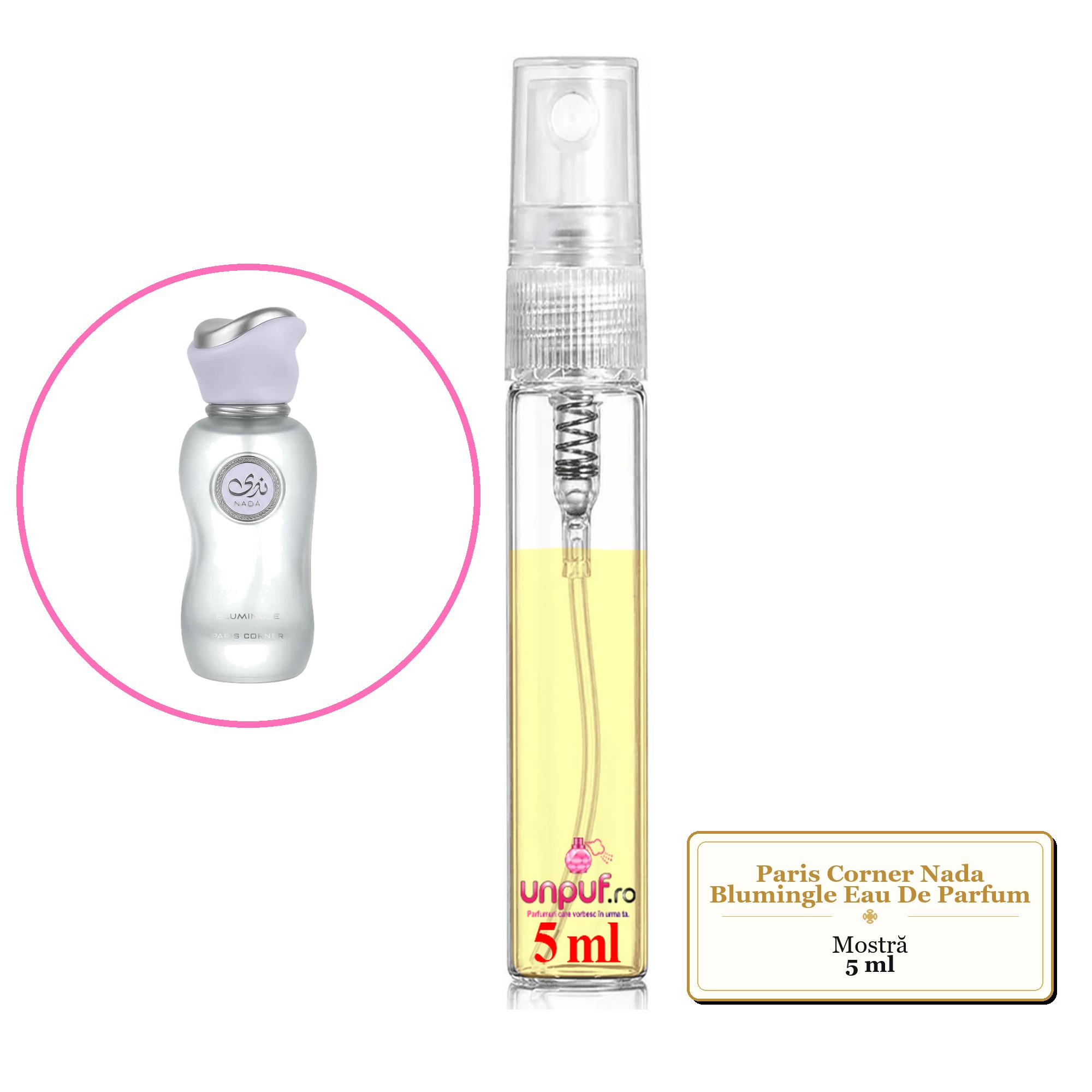 Mostra fiola din Parfumul Paris Corner Nada Blumingle Eau De Parfum, decant sticla cu pulverizator