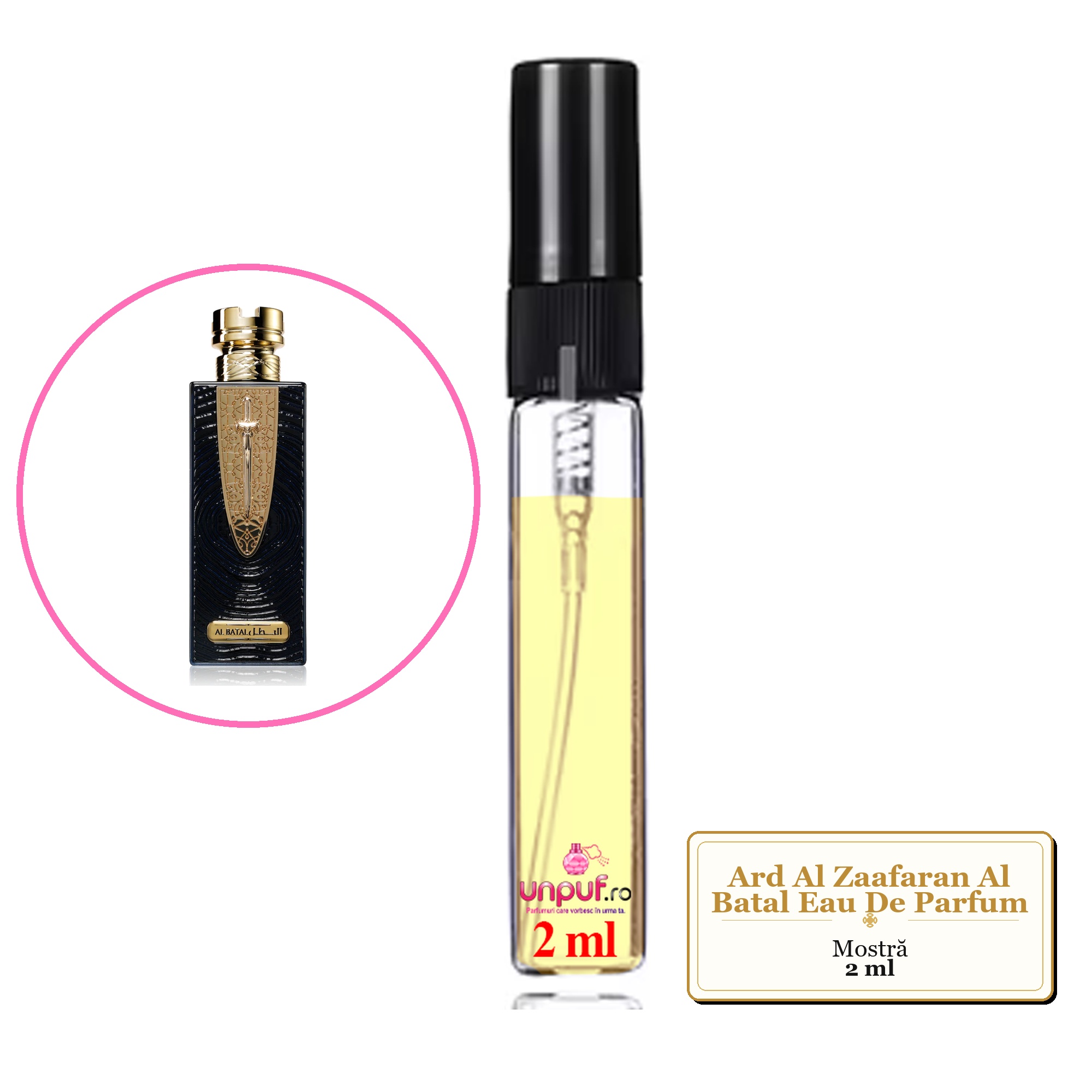 Mostra fiola din Parfumul Ard Al Zaafaran Al Batal Eau De Parfum, decant sticla cu pulverizator