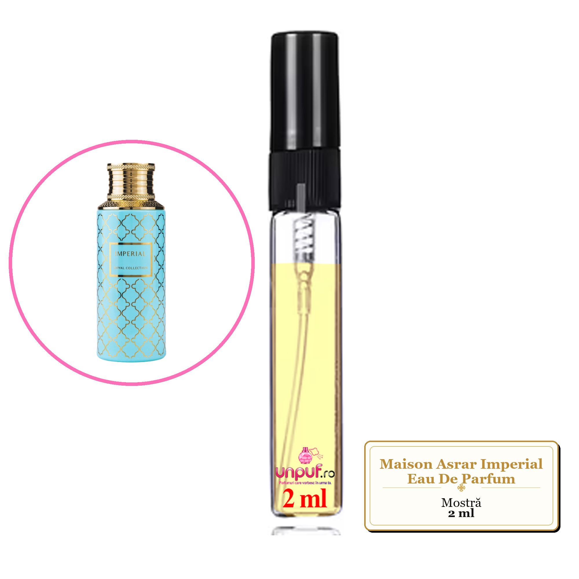 Mostra fiola din Parfumul Maison Asrar Imperial Eau De Parfum, decant sticla cu pulverizator