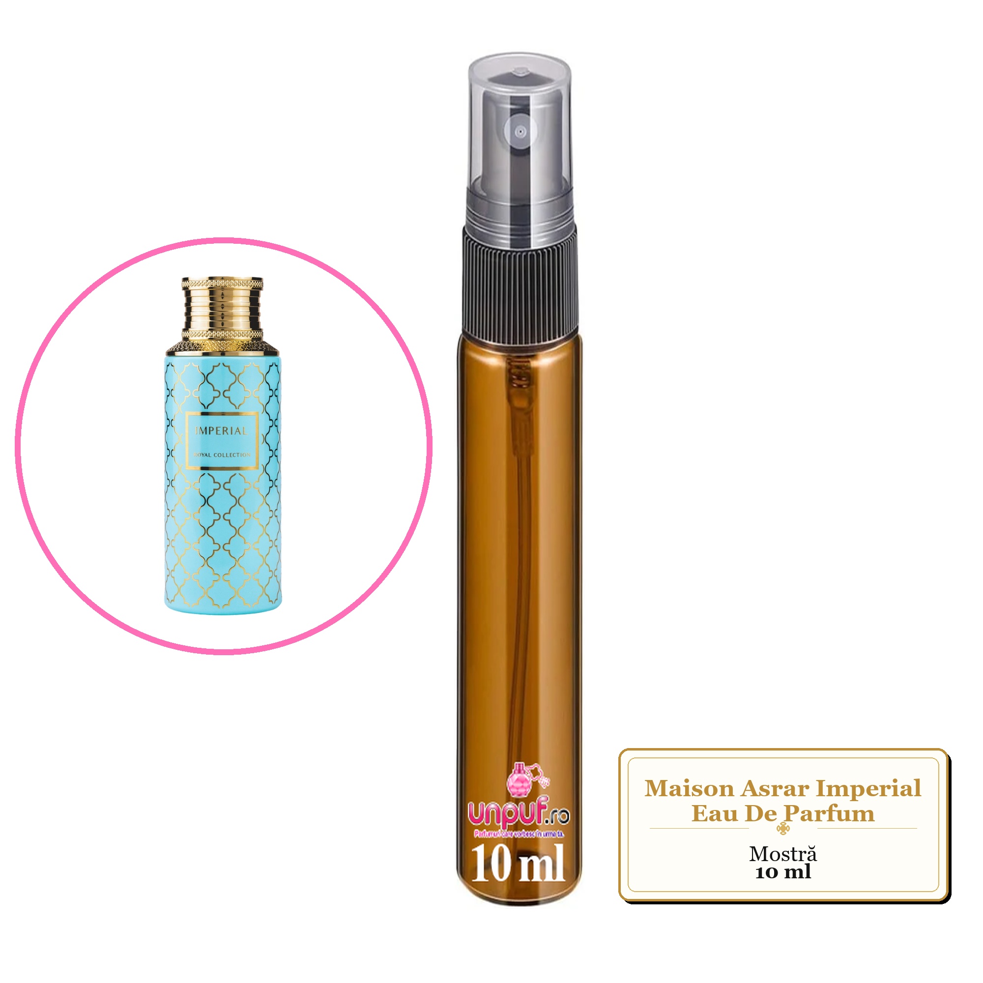 Mostra fiola din Parfumul Maison Asrar Imperial Eau De Parfum, decant sticla cu pulverizator