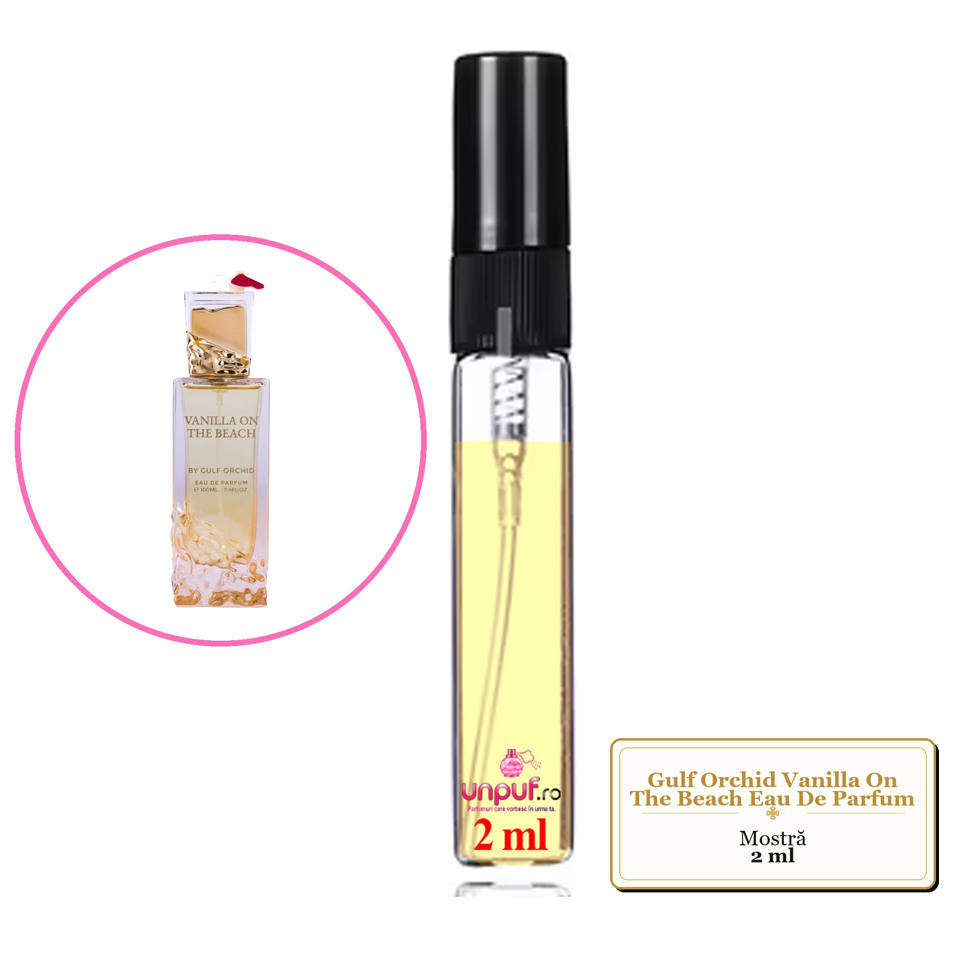 Mostra fiola din Parfumul Gulf Orchid Vanilla On The Beach Eau De Parfum, decant sticla cu pulverizator