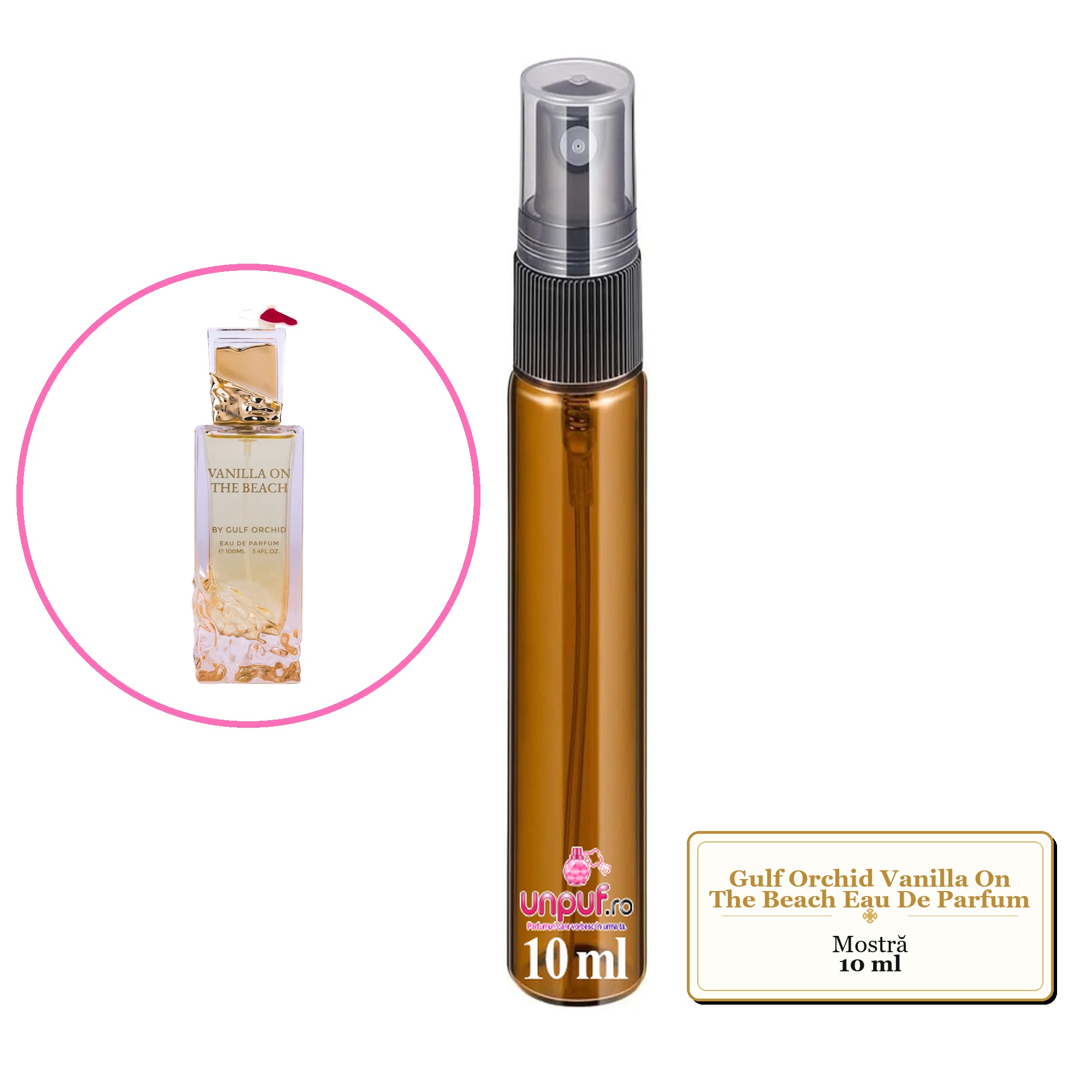 Mostra fiola din Parfumul Gulf Orchid Vanilla On The Beach Eau De Parfum, decant sticla cu pulverizator