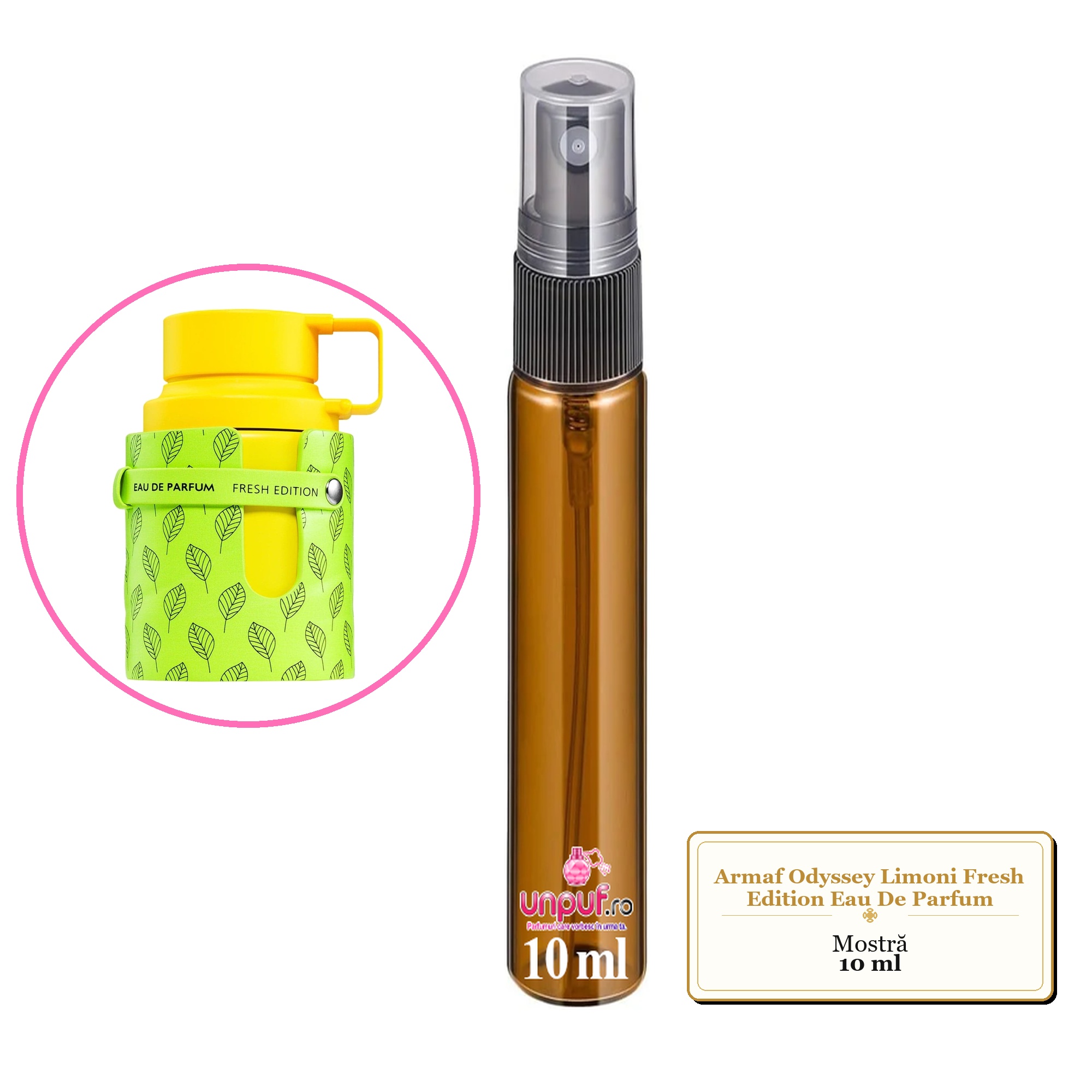Mostra fiola din Parfumul Armaf Odyssey Limoni Fresh Edition Eau De Parfum, decant sticla cu pulverizator