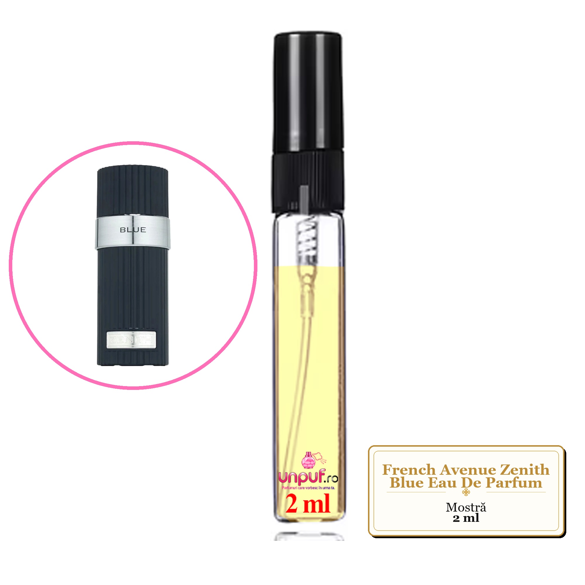 Mostra fiola din Parfumul French Avenue Zenith Blue Eau De Parfum, decant sticla cu pulverizator