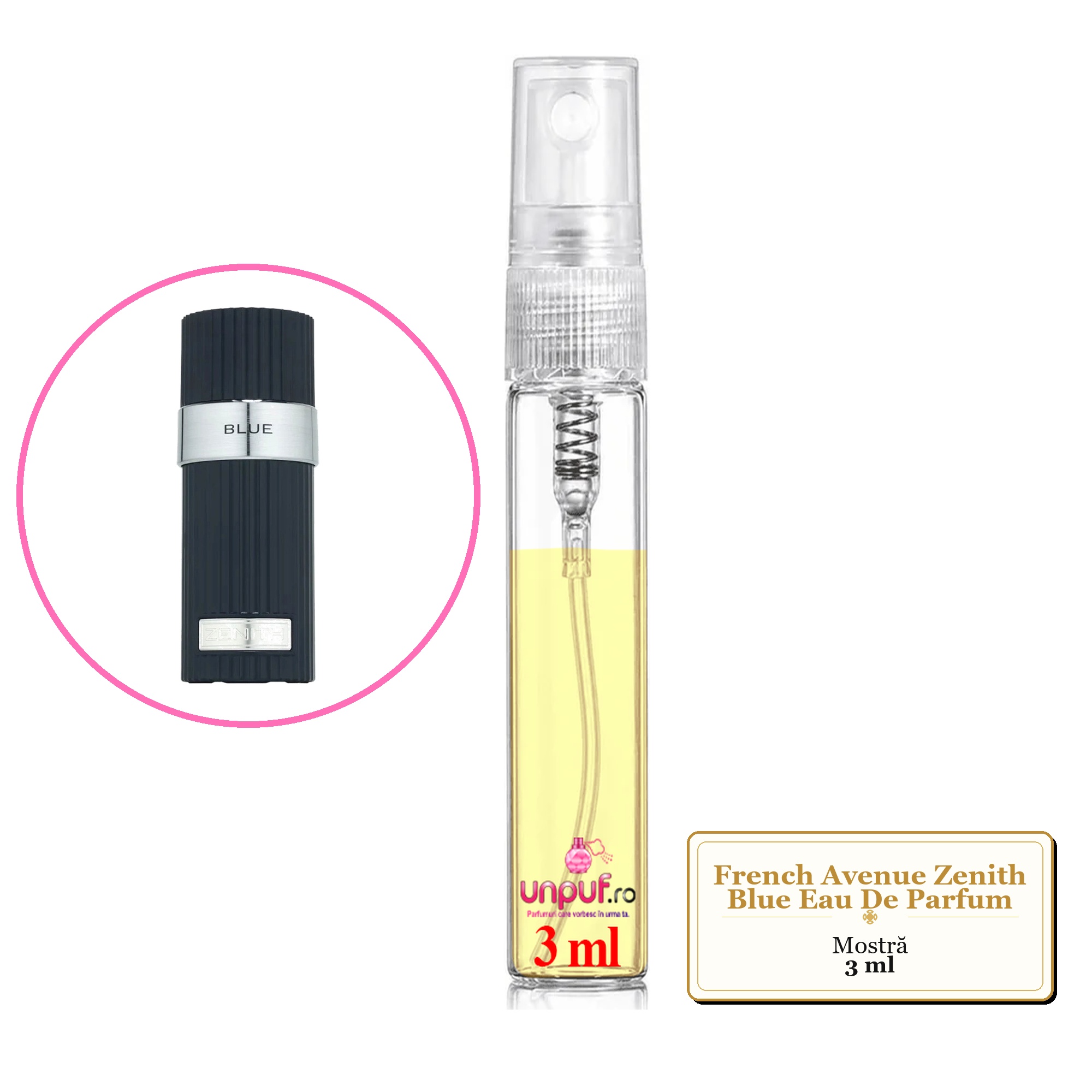 Mostra fiola din Parfumul French Avenue Zenith Blue Eau De Parfum, decant sticla cu pulverizator