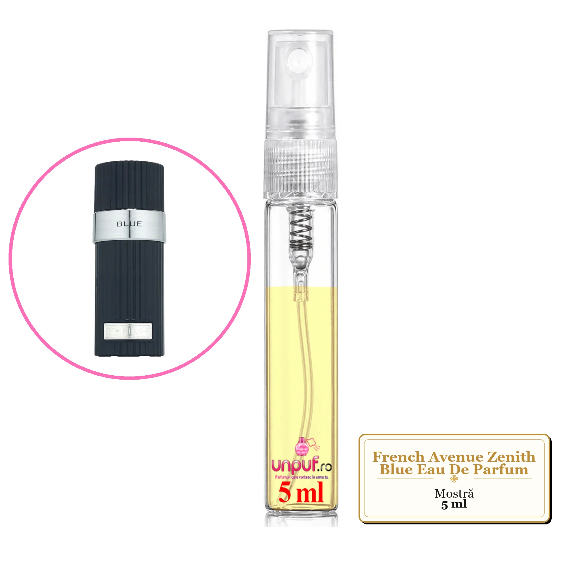 Mostra fiola din Parfumul French Avenue Zenith Blue Eau De Parfum, decant sticla cu pulverizator