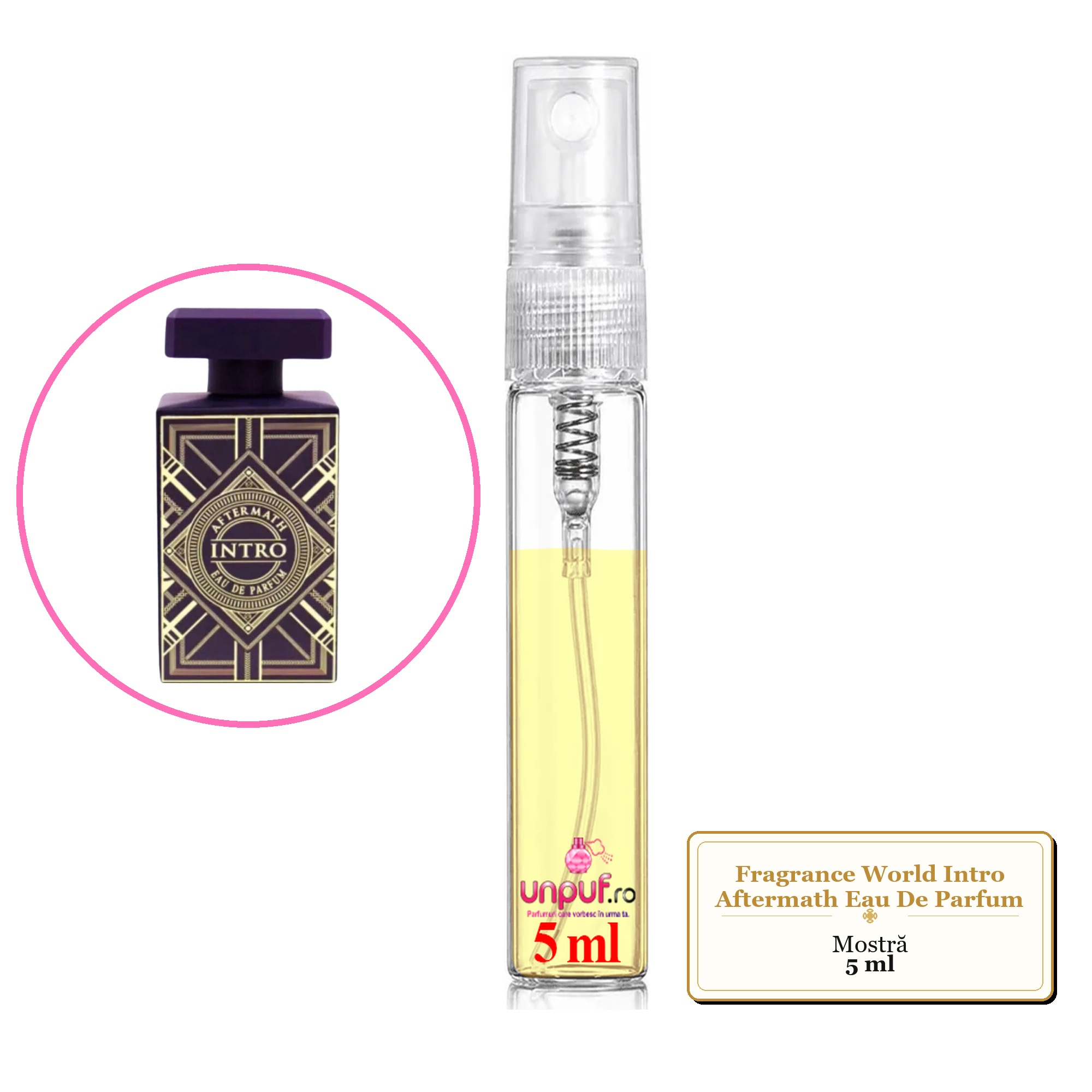 Mostra fiola din Parfumul Fragrance World Intro Aftermath Eau De Parfum, decant sticla cu pulverizator