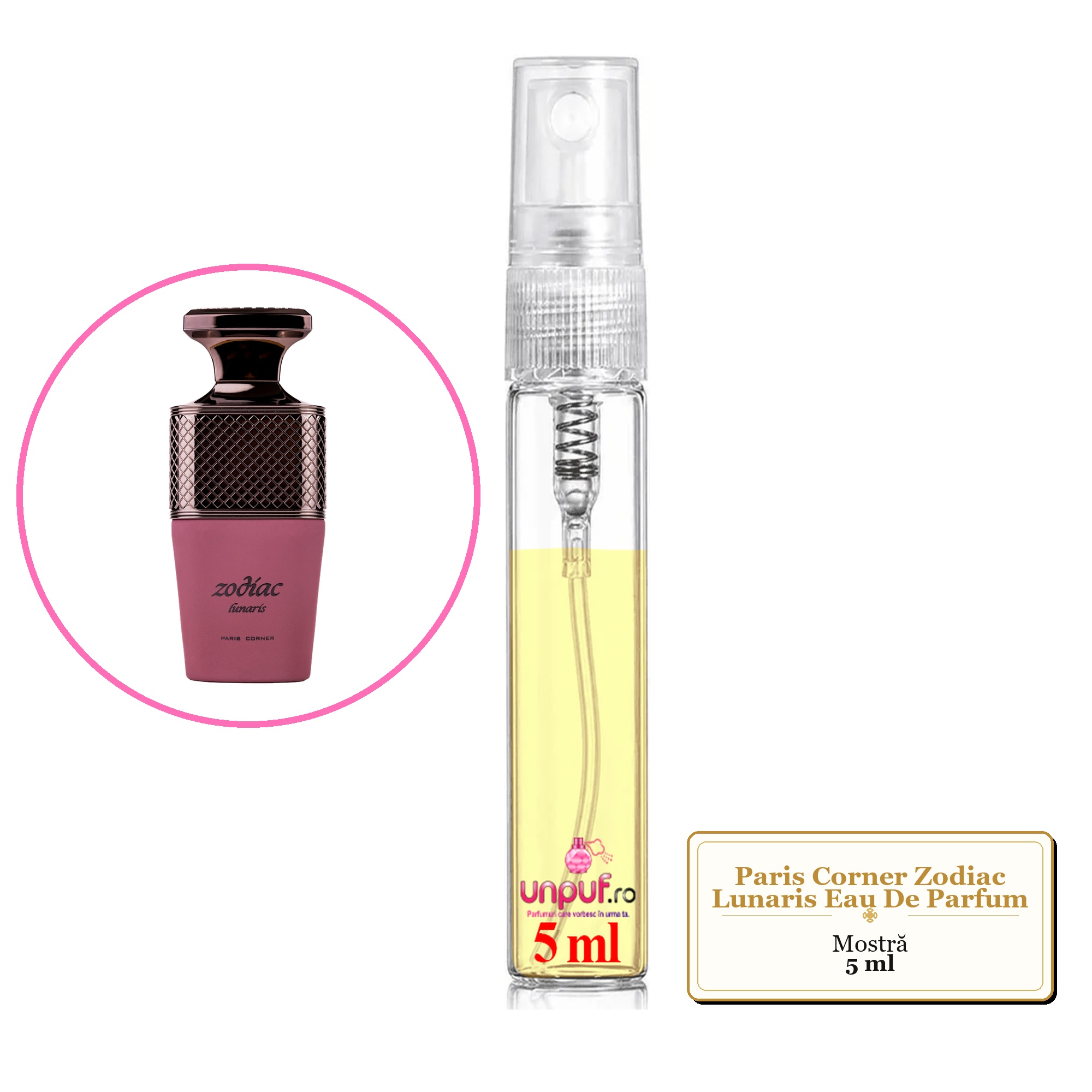 Mostra fiola din Parfumul Paris Corner Zodiac Lunaris Eau De Parfum, decant sticla cu pulverizator
