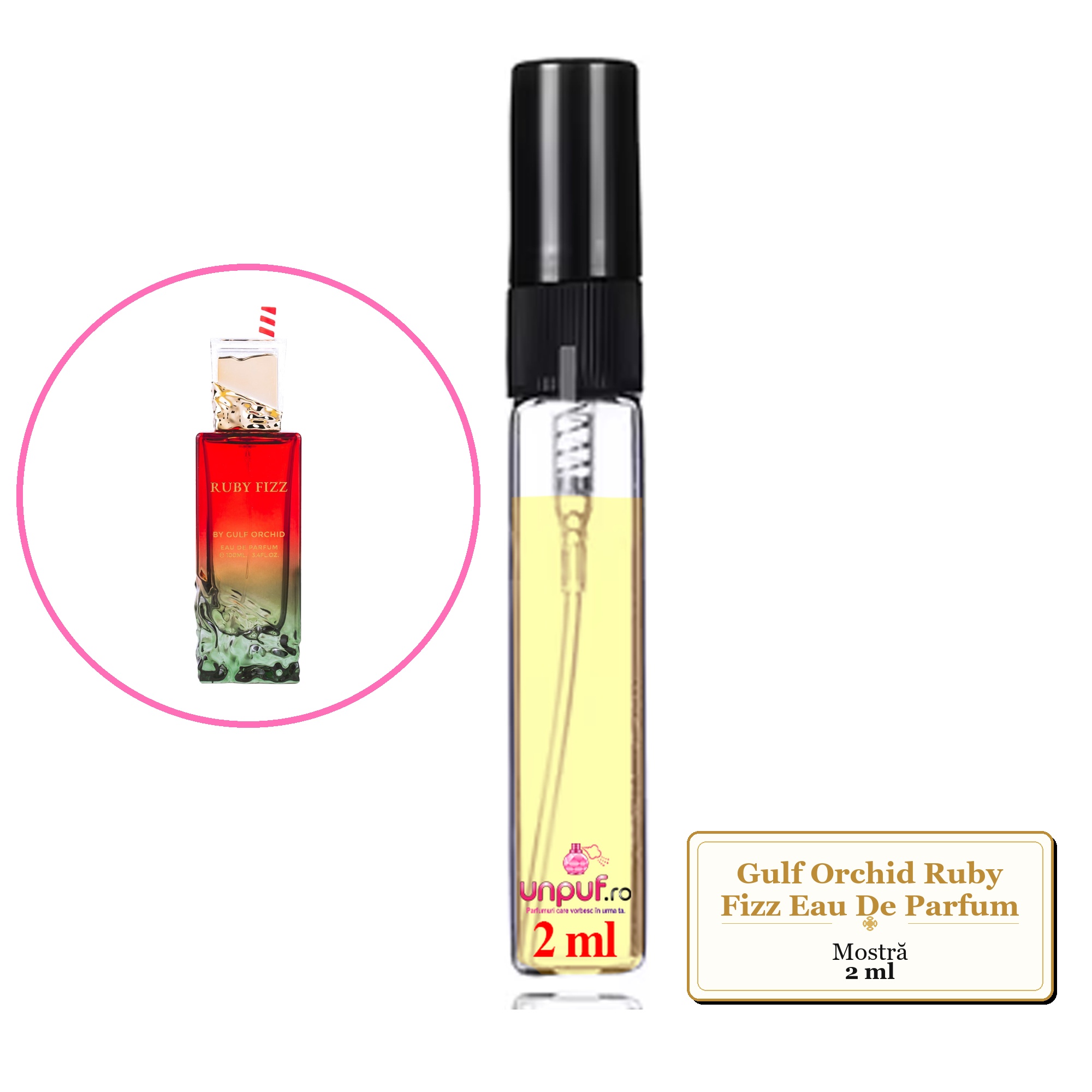 Mostra fiola din Parfumul Gulf Orchid Ruby Fizz Eau De Parfum, decant sticla cu pulverizator