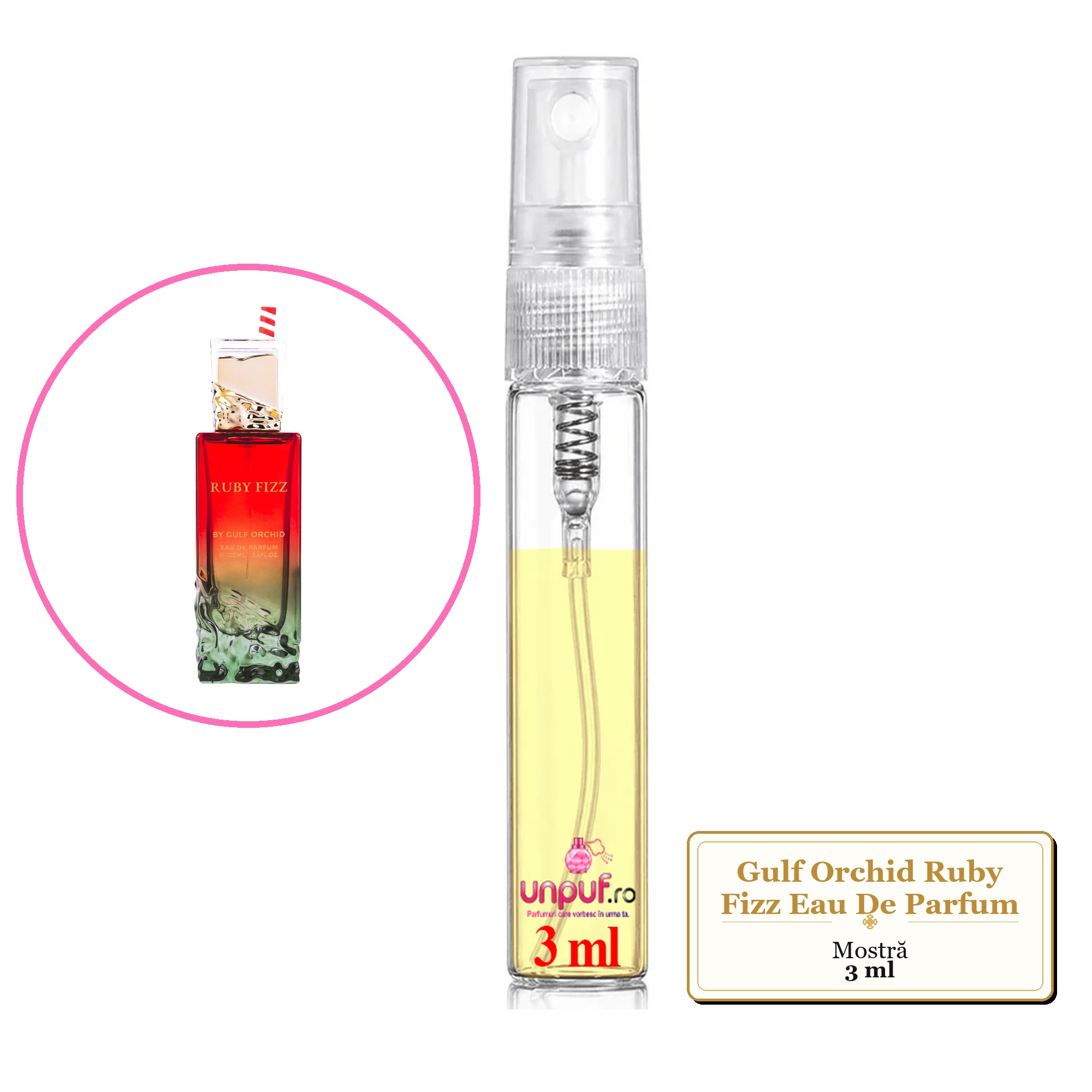 Mostra fiola din Parfumul Gulf Orchid Ruby Fizz Eau De Parfum, decant sticla cu pulverizator