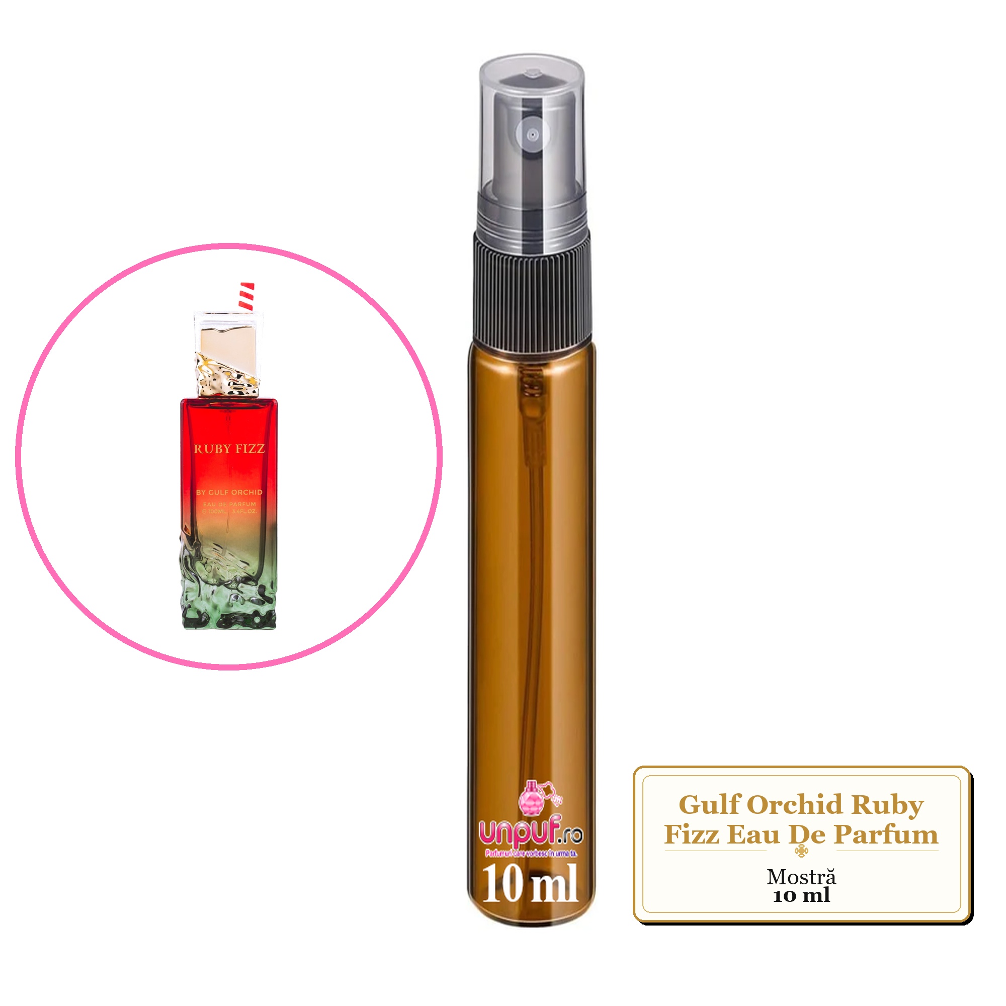 Mostra fiola din Parfumul Gulf Orchid Ruby Fizz Eau De Parfum, decant sticla cu pulverizator