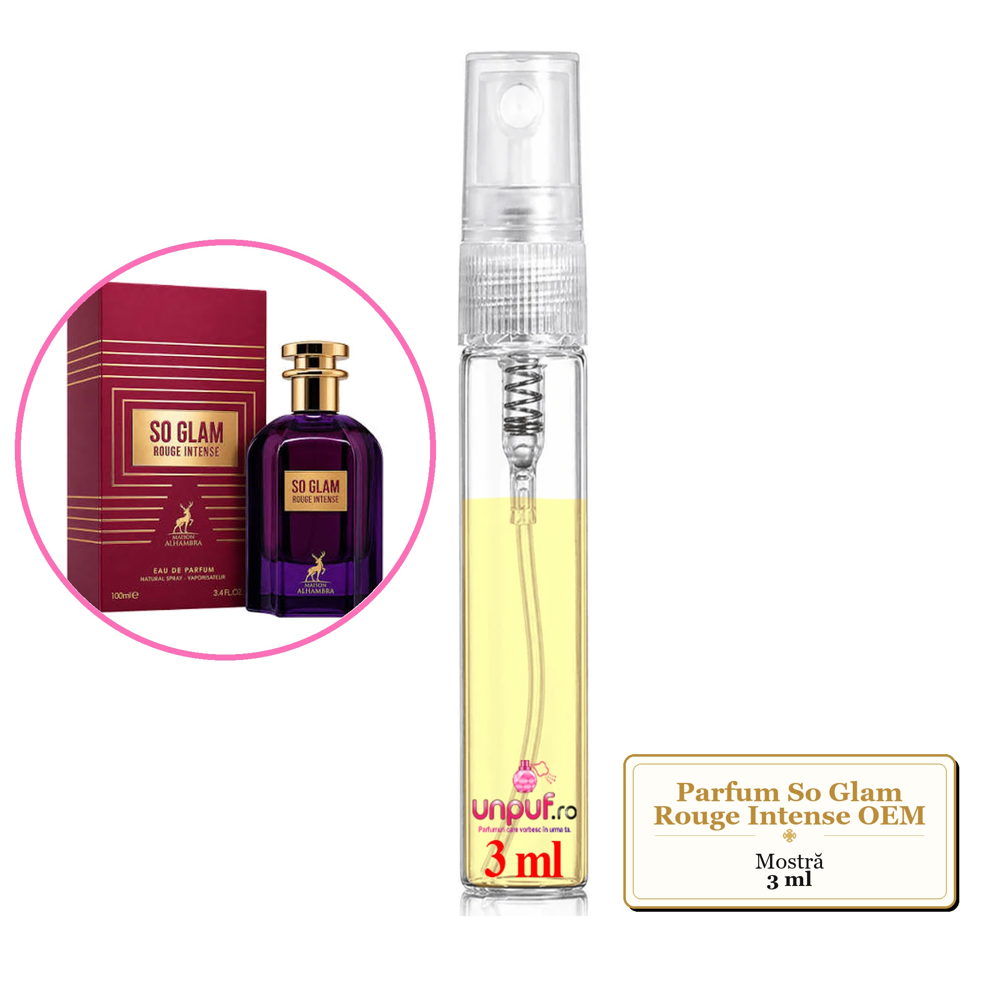 Mostra Fiola Din So Glam Rouge Intense Oem, Decant Sticla Cu Pulverizator