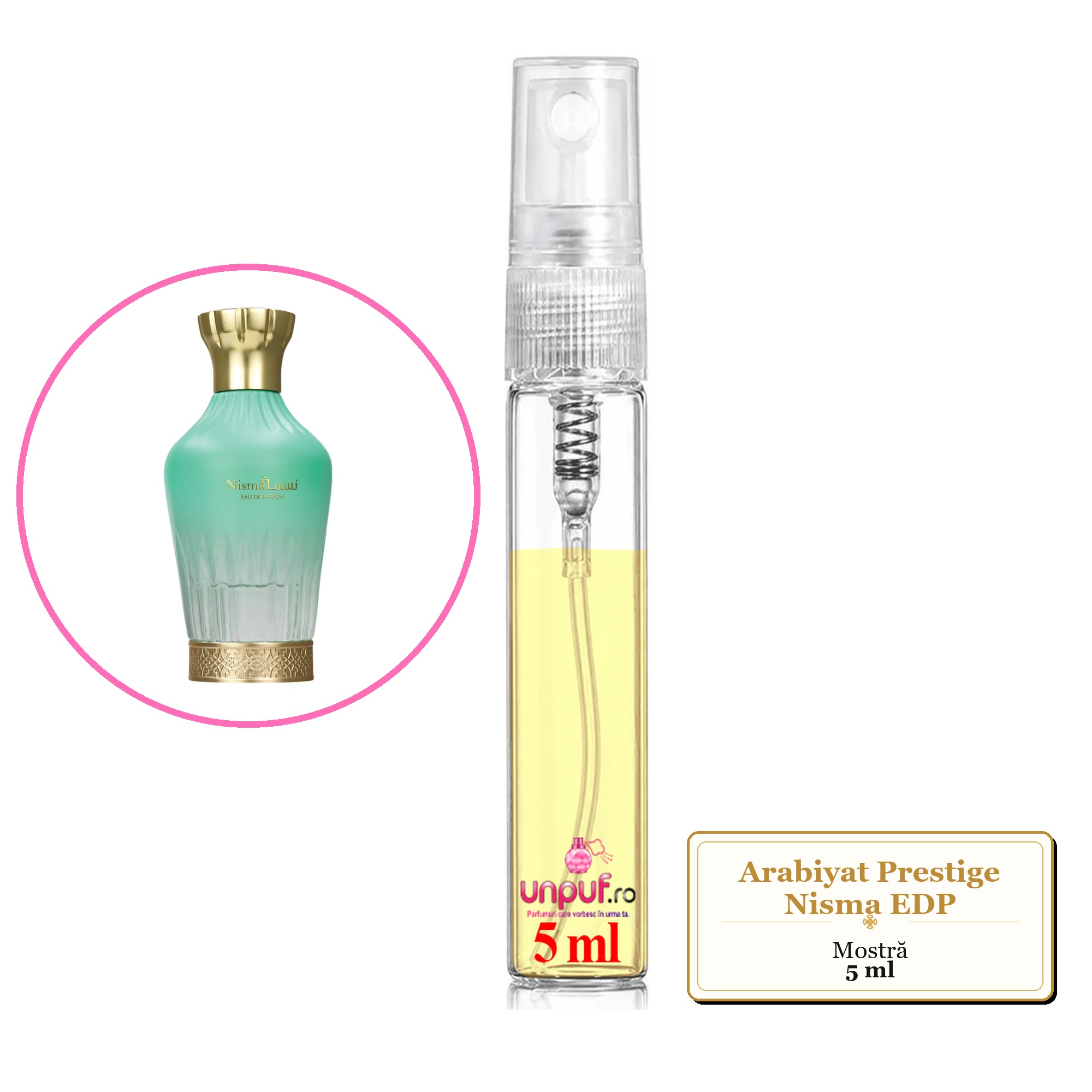 Mostra Fiola Din Parfumul Arabiyat Prestige Nisma Eau De Parfum , Decant Sticla Cu Pulverizator
