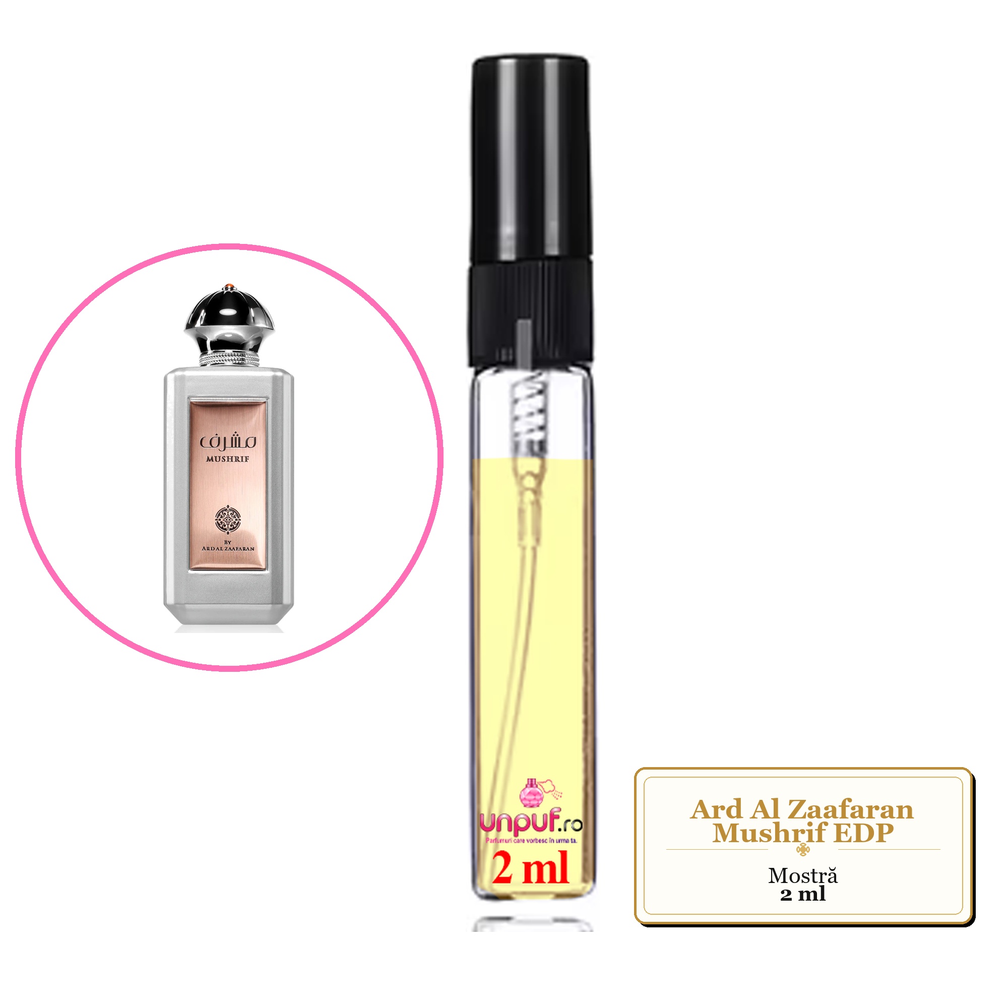 Mostra Fiola Din Parfumul Ard Al Zaafaran Mushrif Eau De Parfum , Decant Sticla Cu Pulverizator