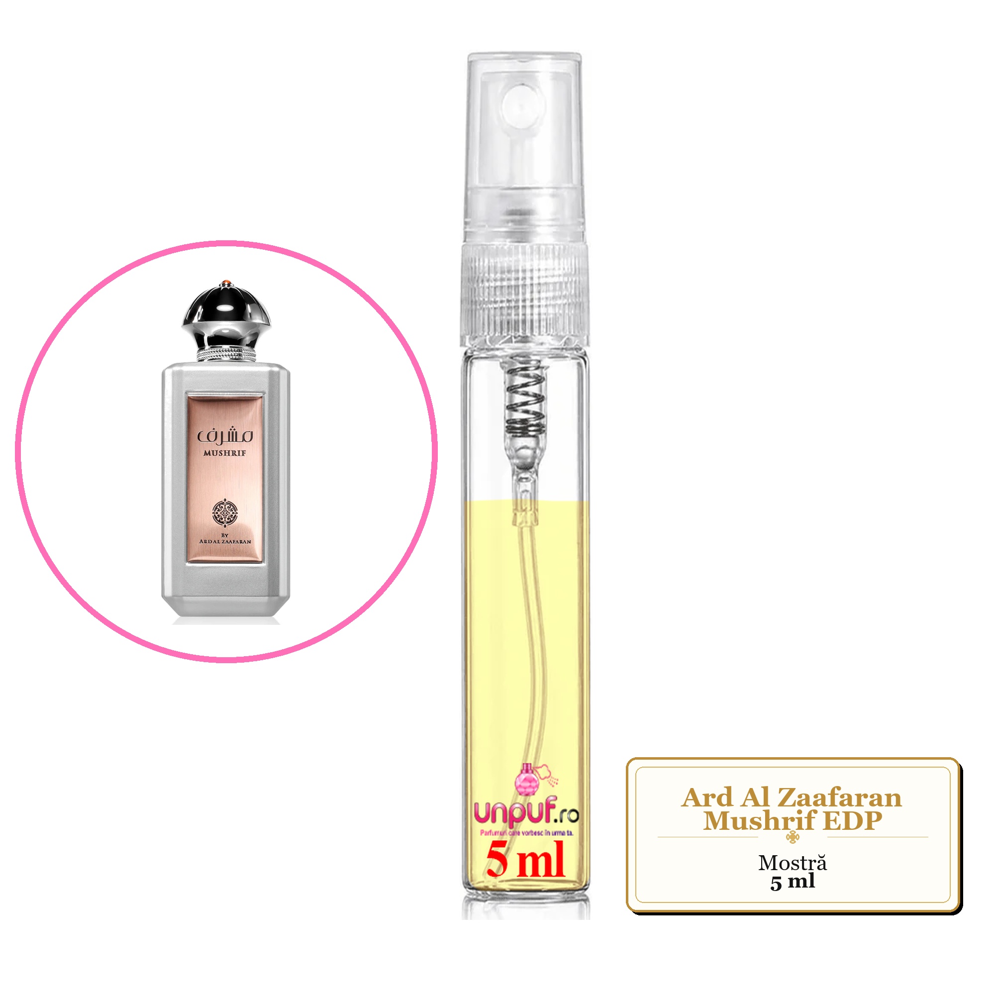 Mostra Fiola Din Parfumul Ard Al Zaafaran Mushrif Eau De Parfum , Decant Sticla Cu Pulverizator