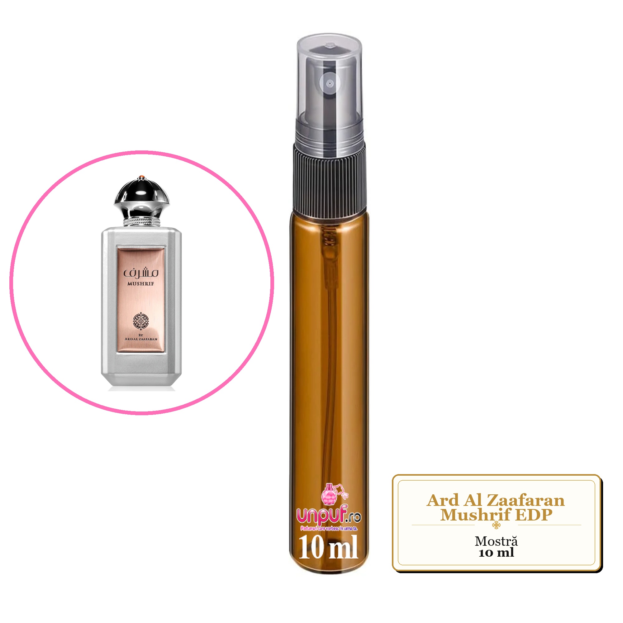 Mostra Fiola Din Parfumul Ard Al Zaafaran Mushrif Eau De Parfum , Decant Sticla Cu Pulverizator