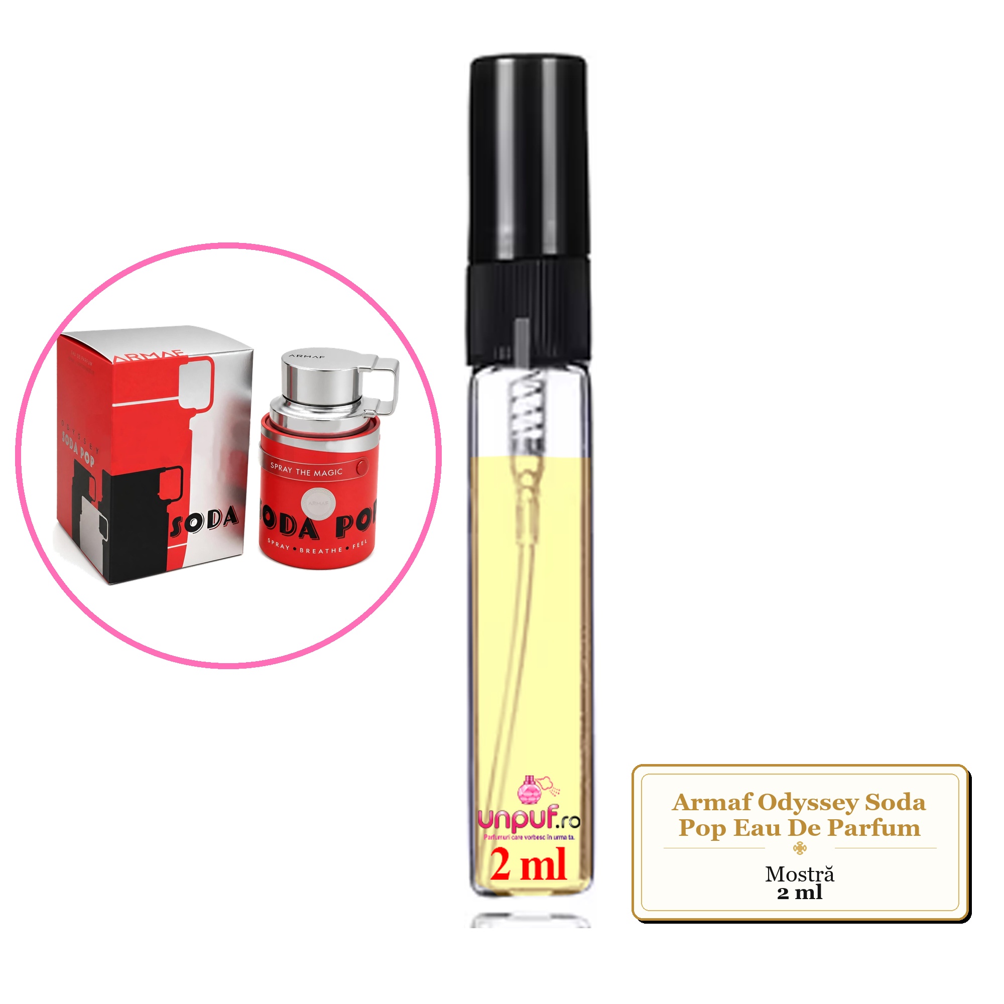 Mostra fiola din Parfumul Armaf Odyssey Soda Pop Eau De Parfum, decant sticla cu pulverizator