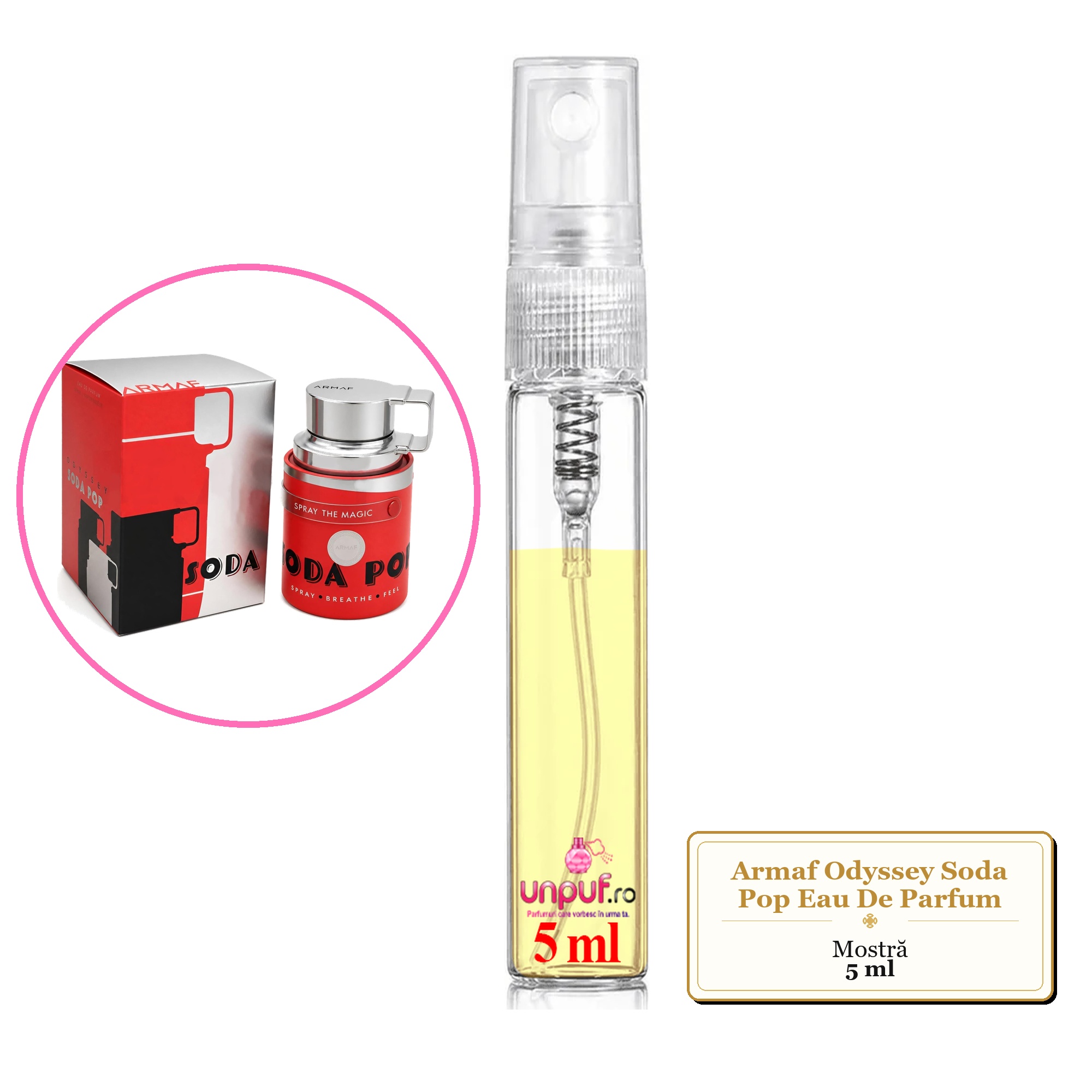 Mostra fiola din Parfumul Armaf Odyssey Soda Pop Eau De Parfum, decant sticla cu pulverizator
