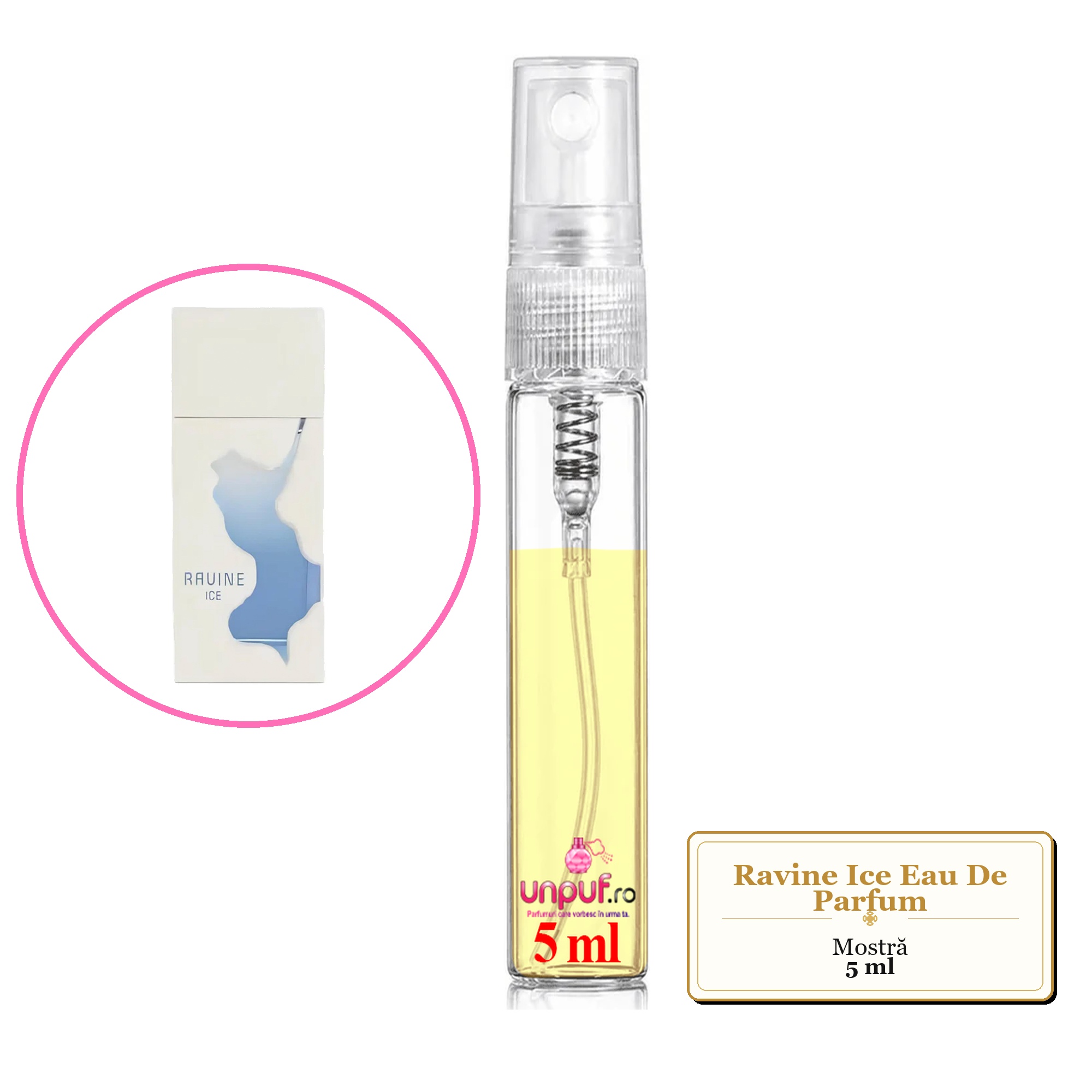 Mostra fiola din Parfumul Ravine Ice Eau De Parfum, decant sticla cu pulverizator