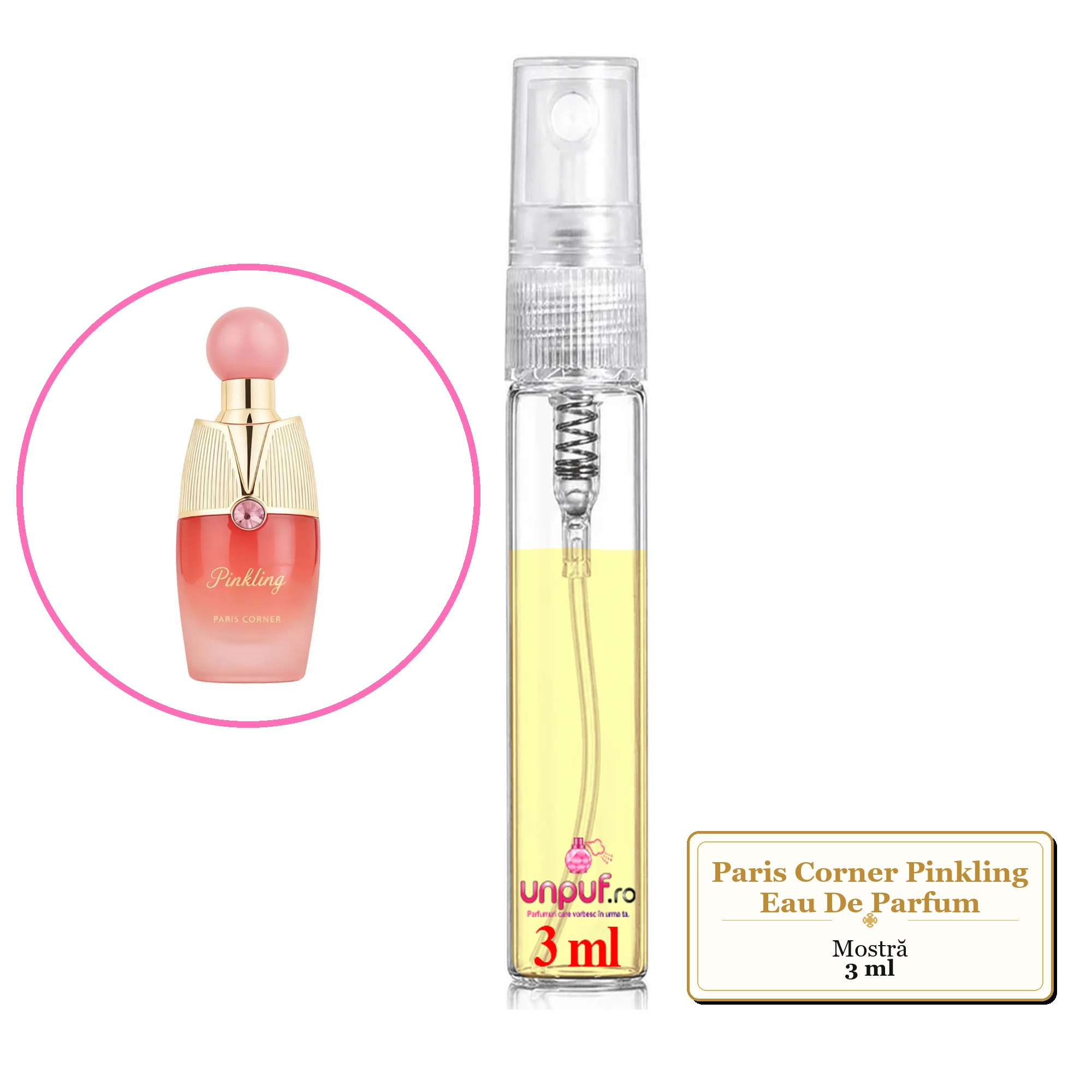 Mostra fiola din Parfumul Paris Corner Pinkling Eau De Parfum, decant sticla cu pulverizator