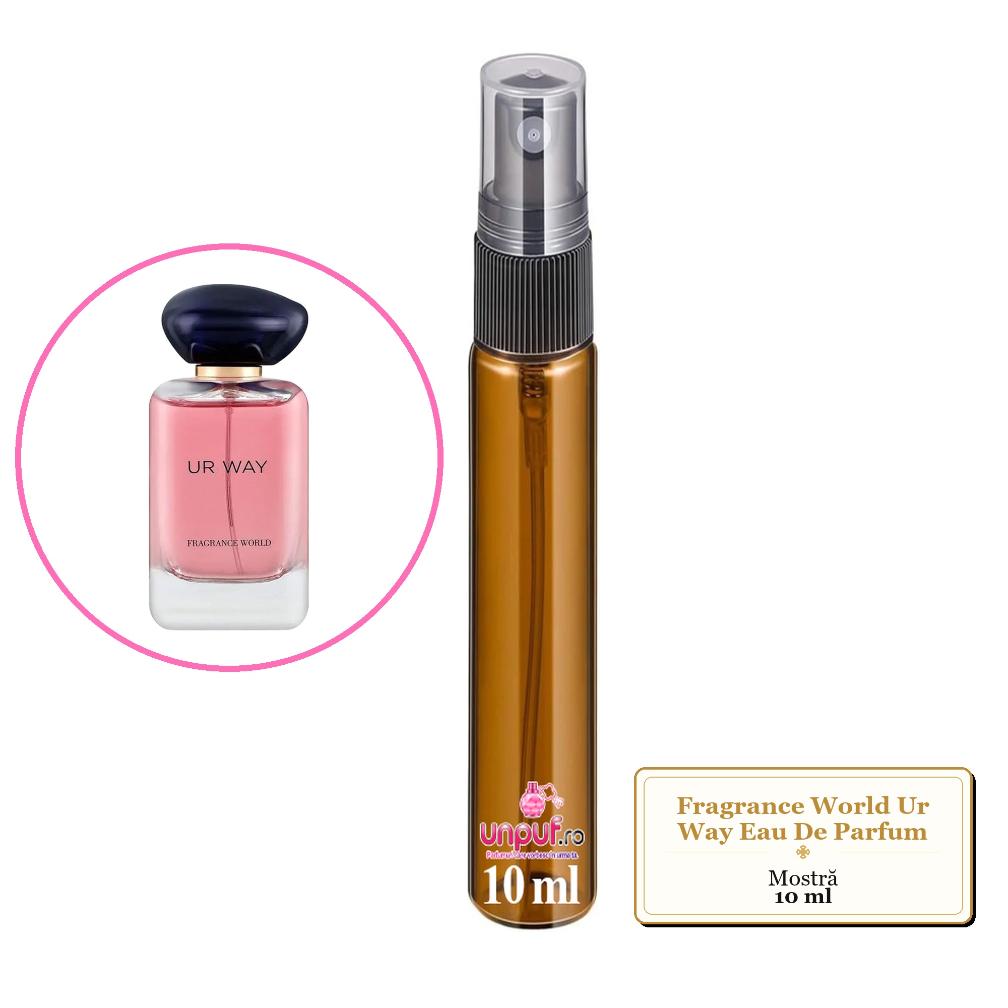 Mostra fiola din Parfumul Fragrance World Ur Way Eau De Parfum, decant sticla cu pulverizator