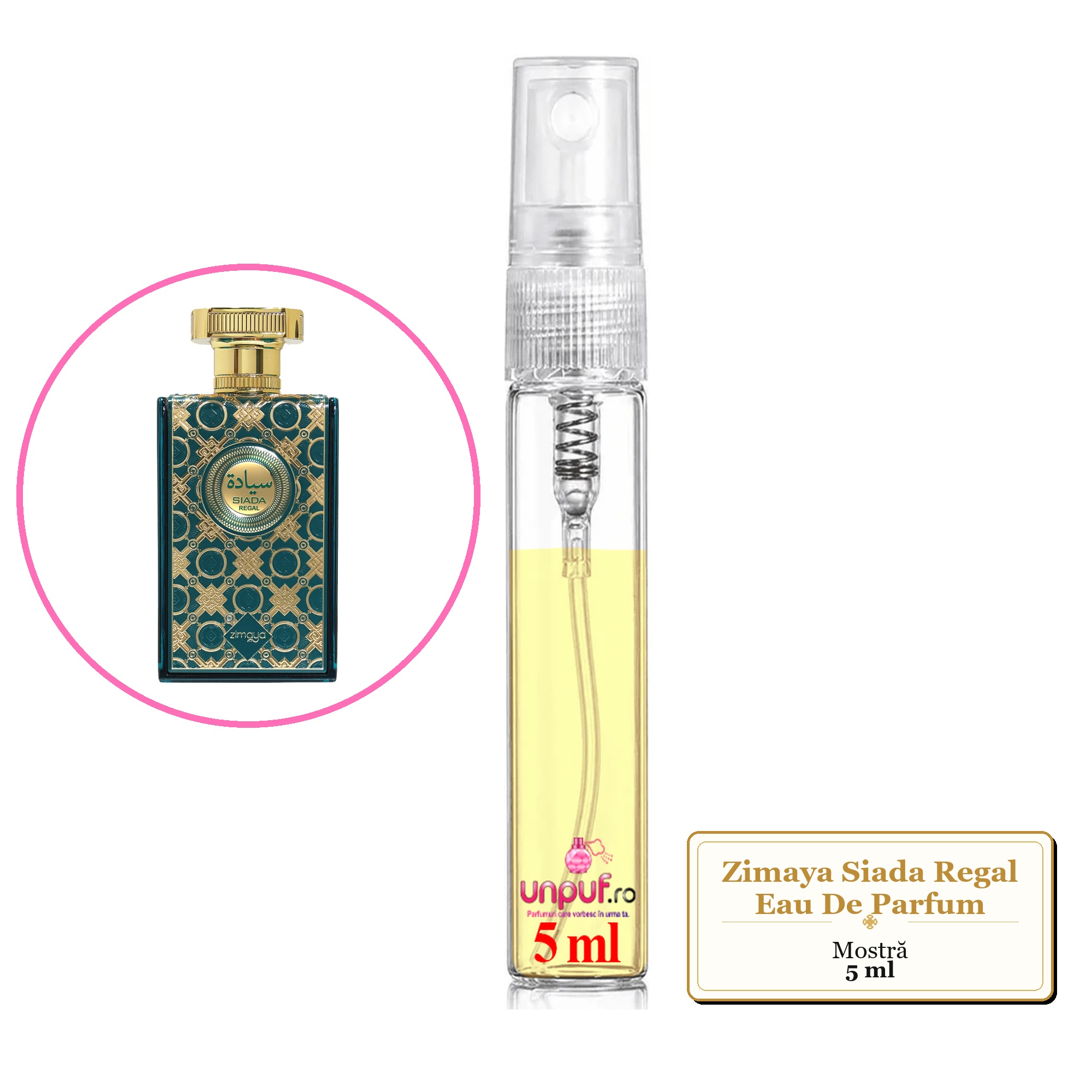 Mostra fiola din Parfumul Zimaya Siada Regal Eau De Parfum, decant sticla cu pulverizator