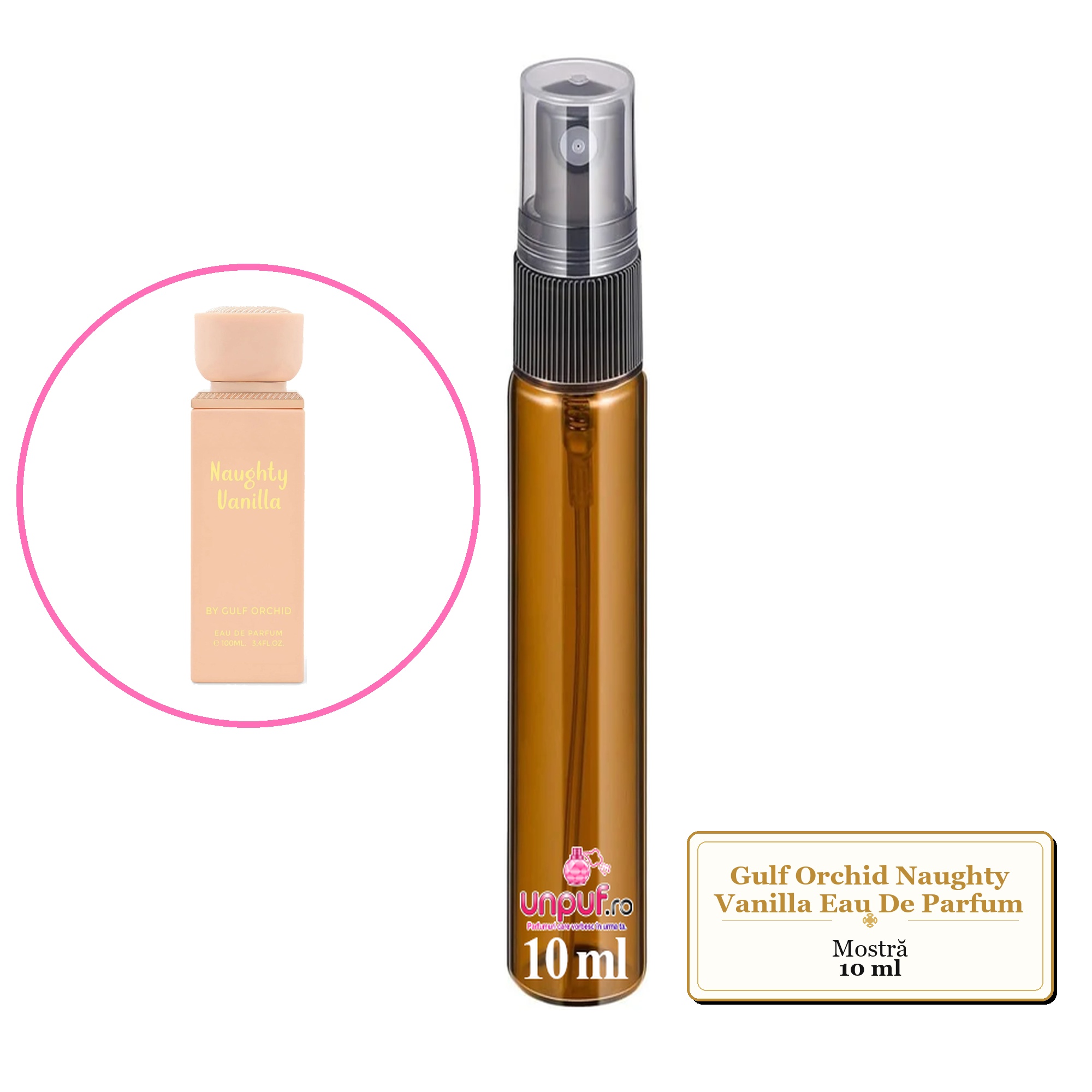 Mostra fiola din Parfumul Gulf Orchid Naughty Vanilla Eau De Parfum, decant sticla cu pulverizator
