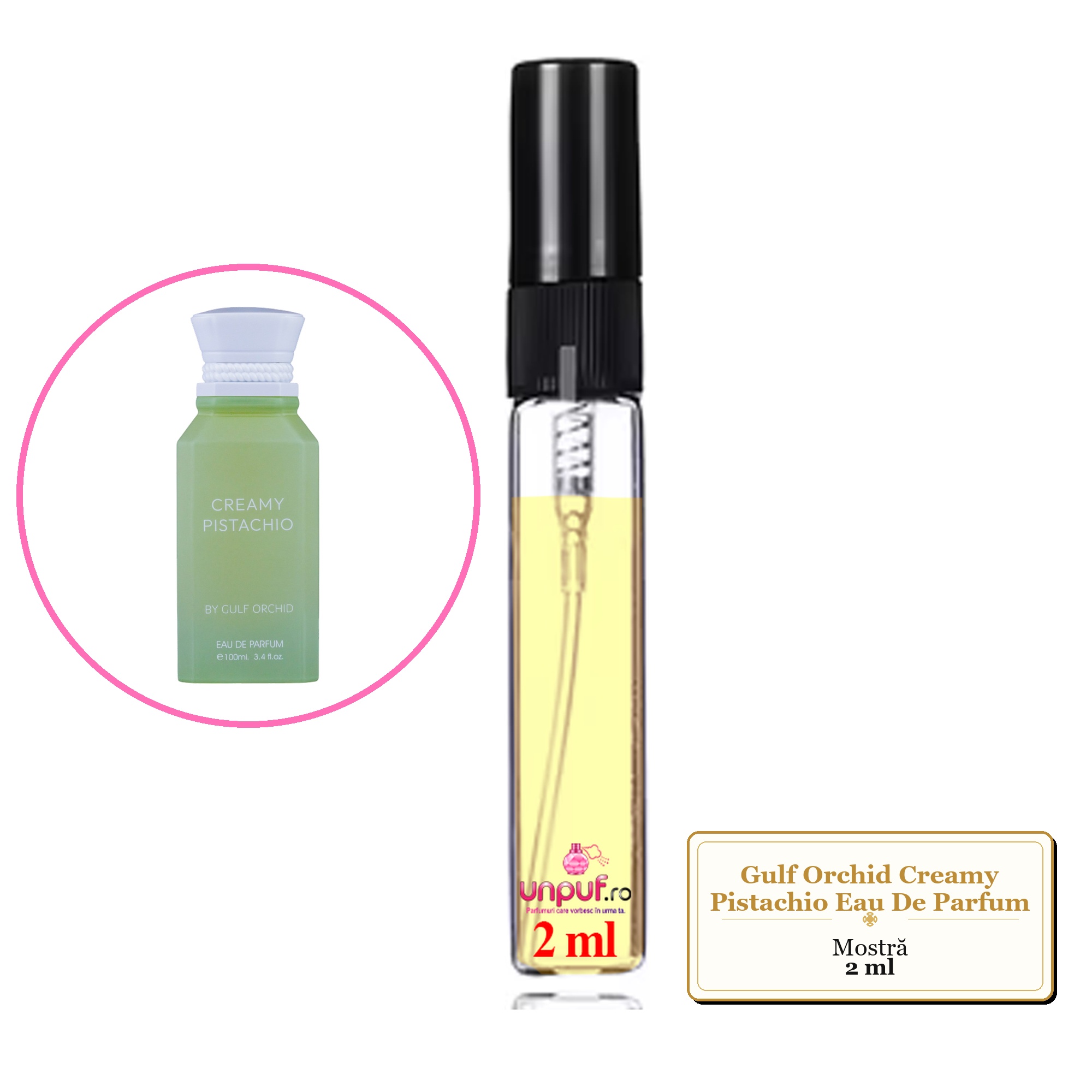 Mostra fiola din Parfumul Gulf Orchid Creamy Pistachio Eau De Parfum, decant sticla cu pulverizator