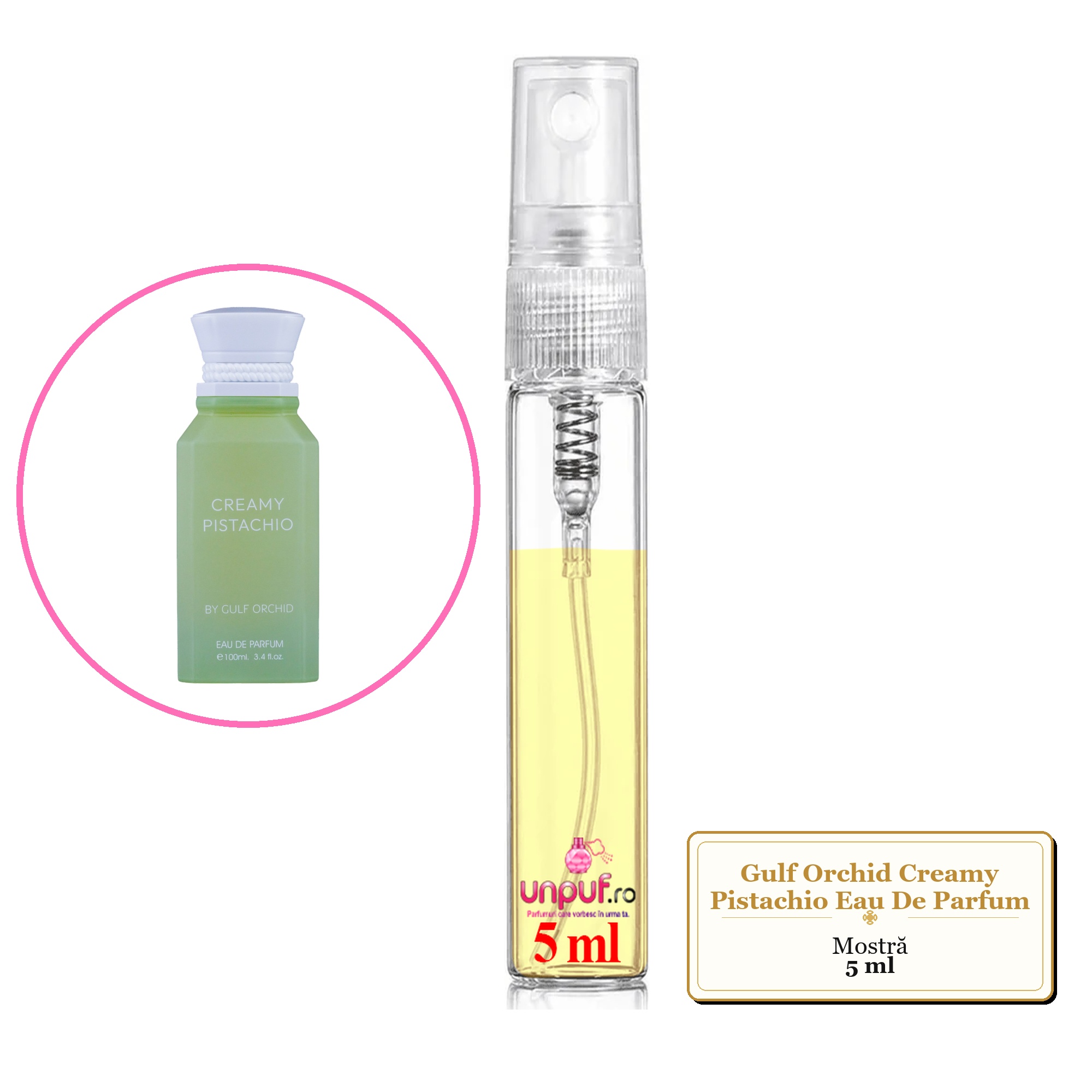 Mostra fiola din Parfumul Gulf Orchid Creamy Pistachio Eau De Parfum, decant sticla cu pulverizator
