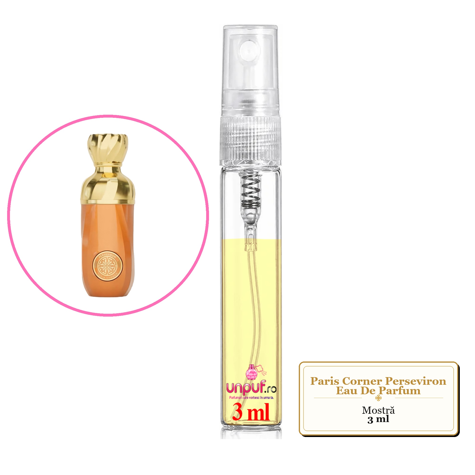 Mostra fiola din Parfumul Paris Corner Perseviron Eau De Parfum, decant sticla cu pulverizator