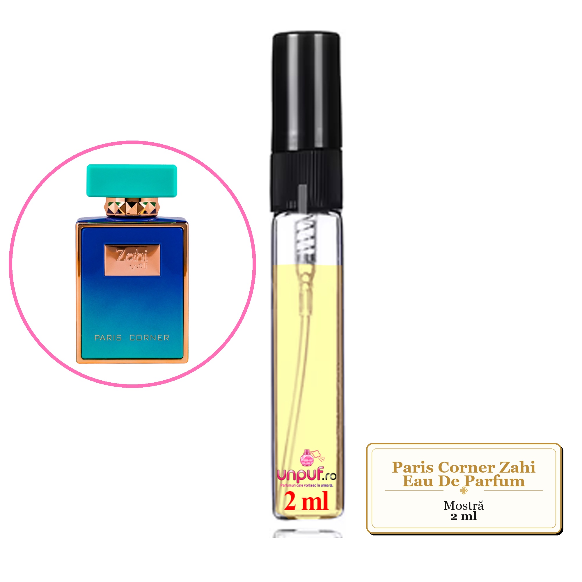 Mostra fiola din Parfumul Paris Corner Zahi Eau De Parfum, decant sticla cu pulverizator