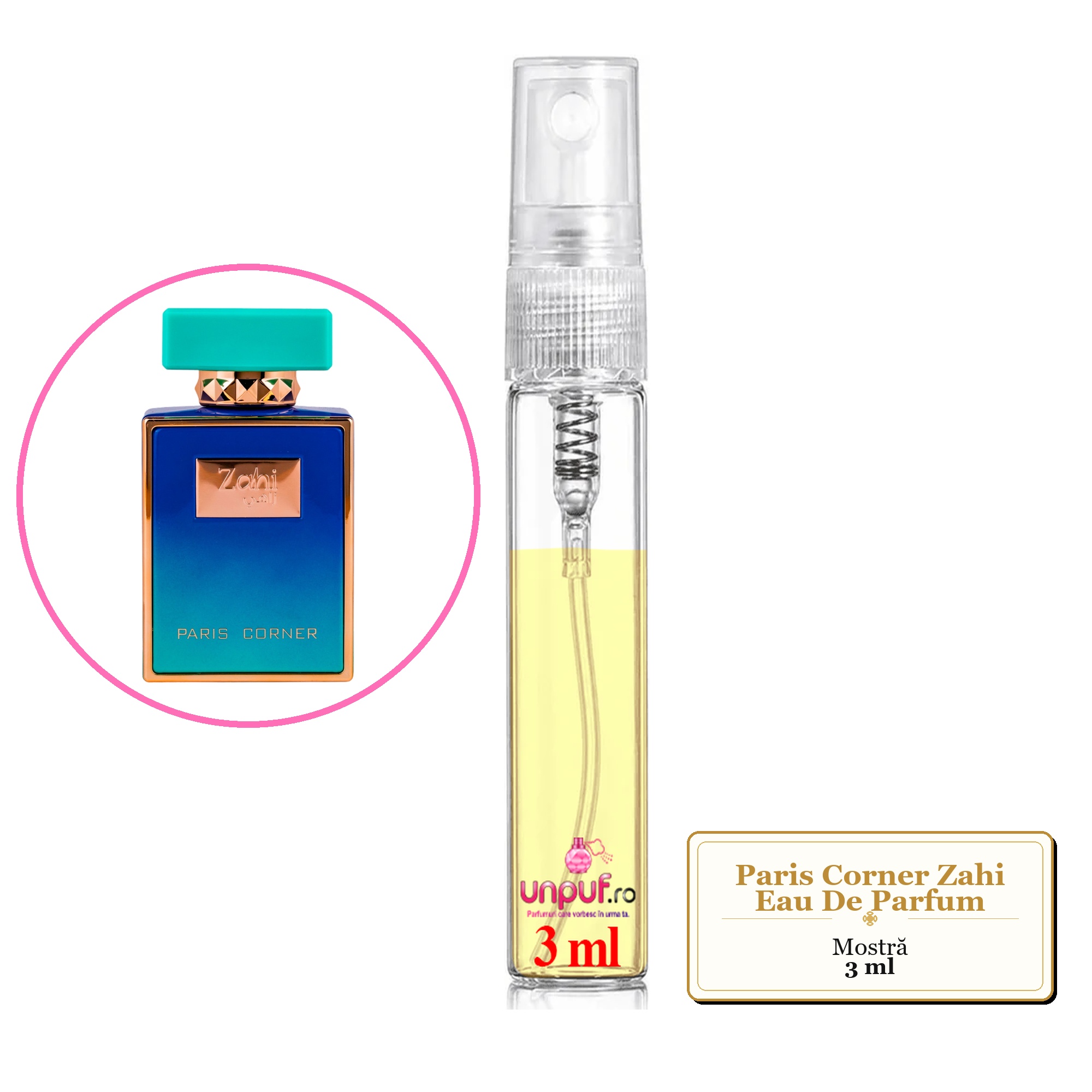Mostra fiola din Parfumul Paris Corner Zahi Eau De Parfum, decant sticla cu pulverizator