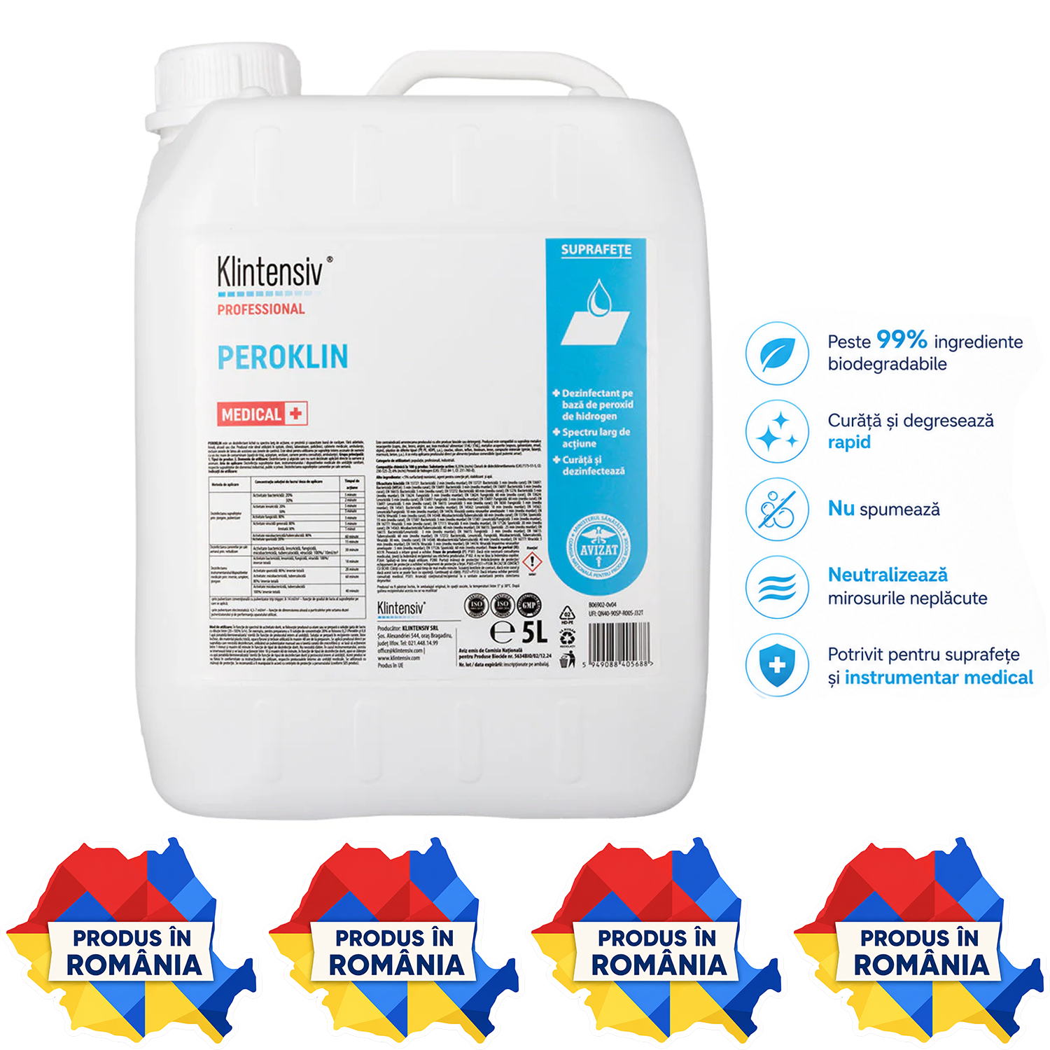 Peroklin dezinfectant de nivel &icirc;nalt variante 1 L și 5 L