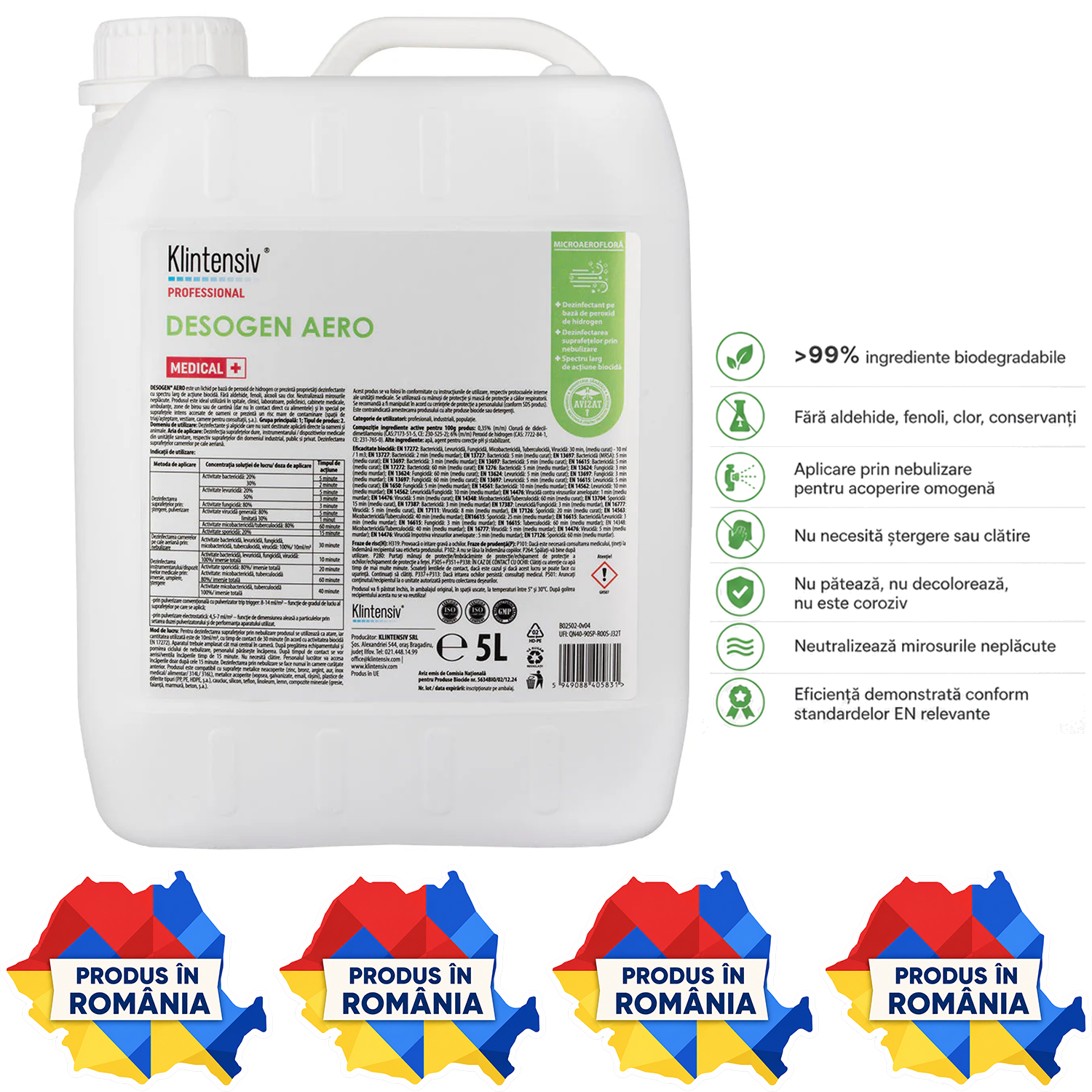 Desogen Aero dezinfectant prin nebulizare variante 1 L și 5 L