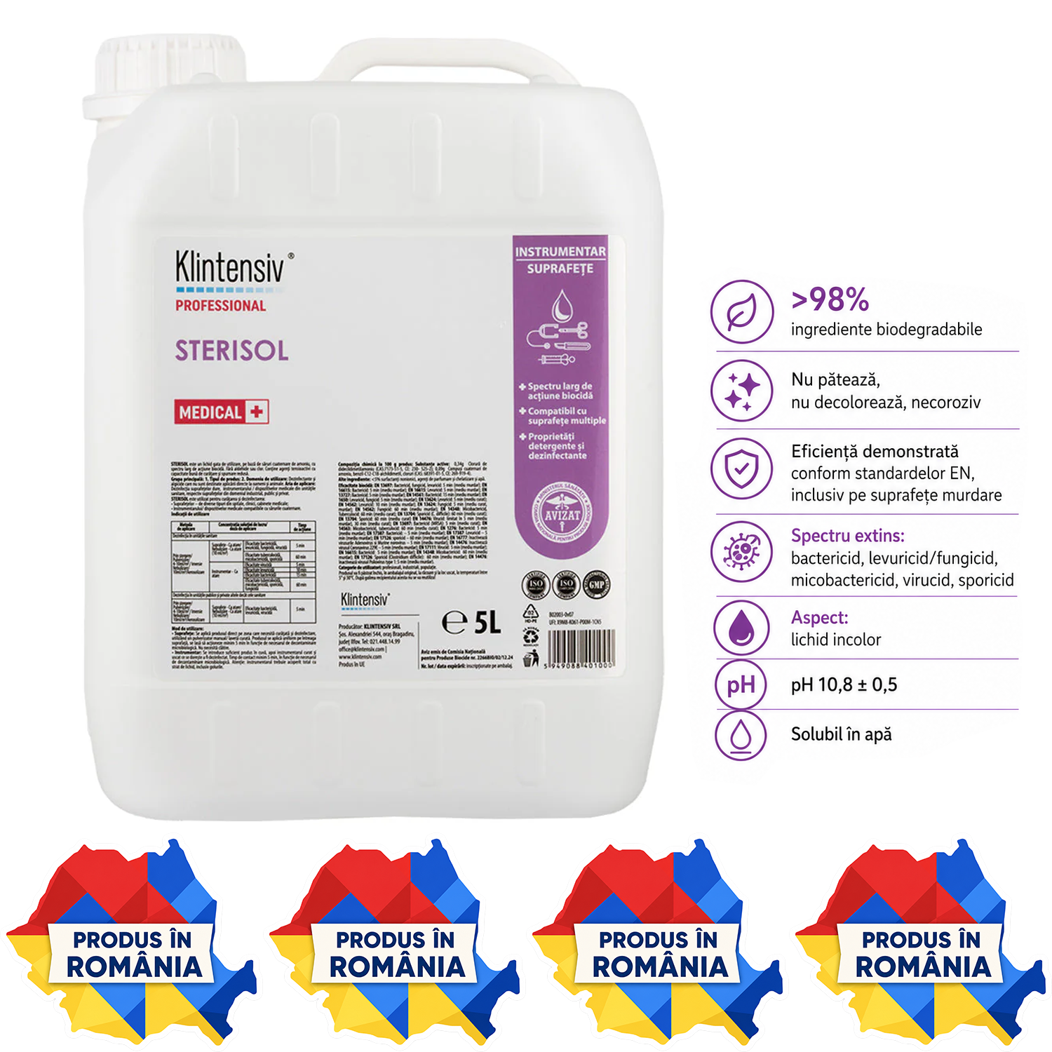 Sterisol RTU dezinfectant de nivel &icirc;nalt variante 1 L și 5 L