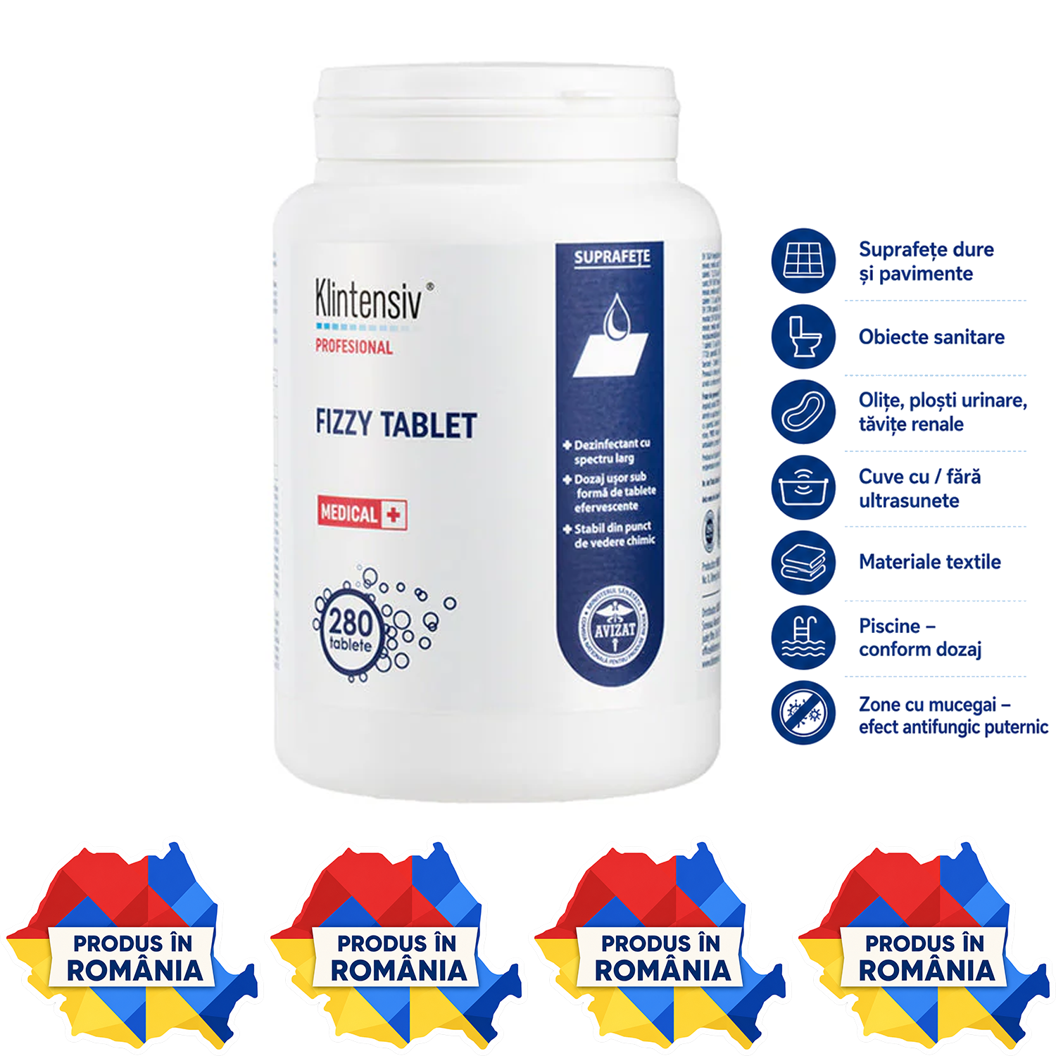 Klintensiv Fizzy Tablet pentru suprafețe textile instrumentar piscine și mucegai