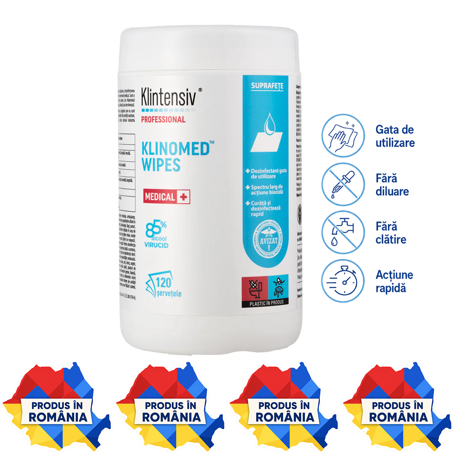 Klinomed Wipes șervețele impregnate dezinfectante profesionale