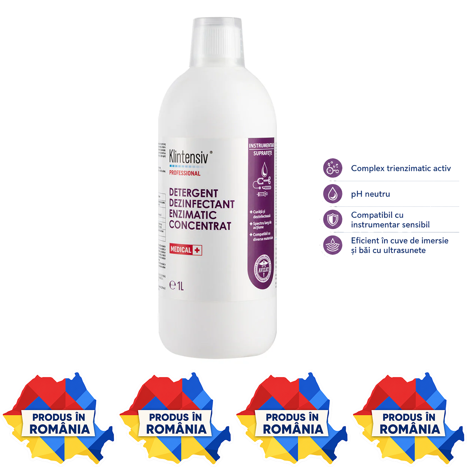 Detergent dezinfectant enzimatic concentrat Klintensiv variante 1 L și 5 L