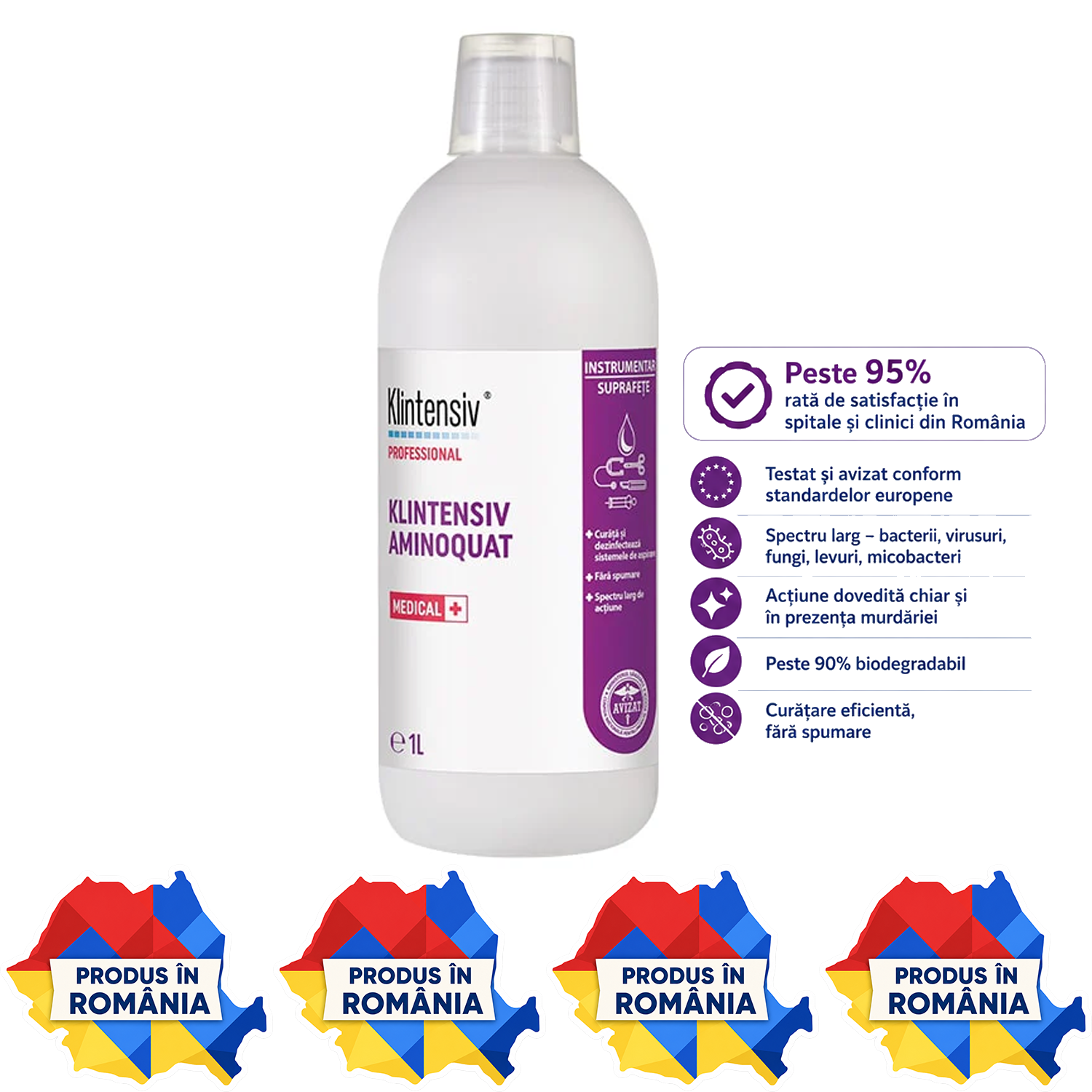 Klintensiv Aminoquat dezinfectant concentrat variante 1 L și 5 L